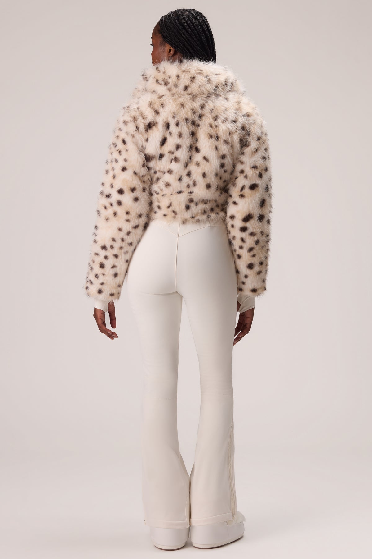 Faux Fur Ski Suit in Snow Leopard