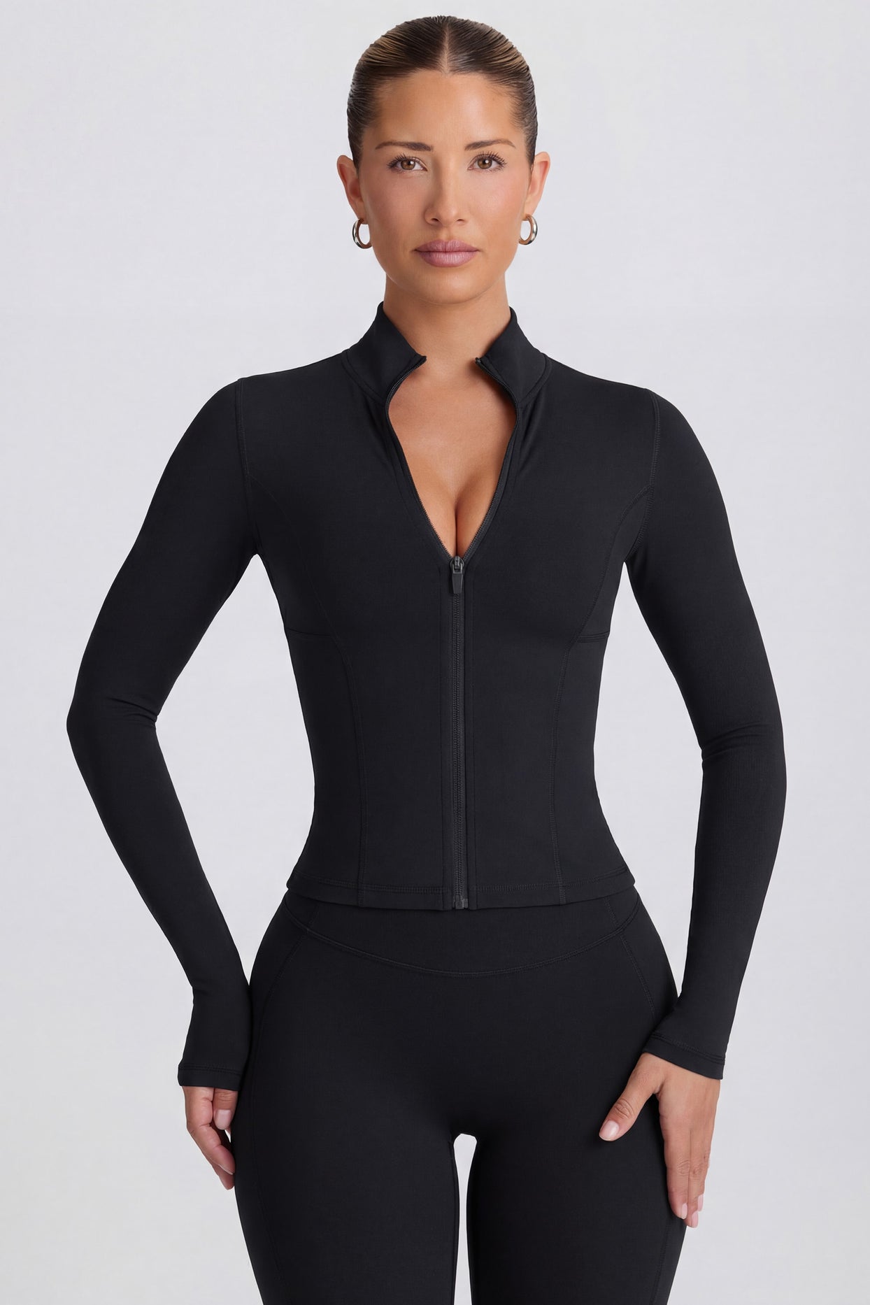 Soft Active Zip-Up Jacket in Black - 1
