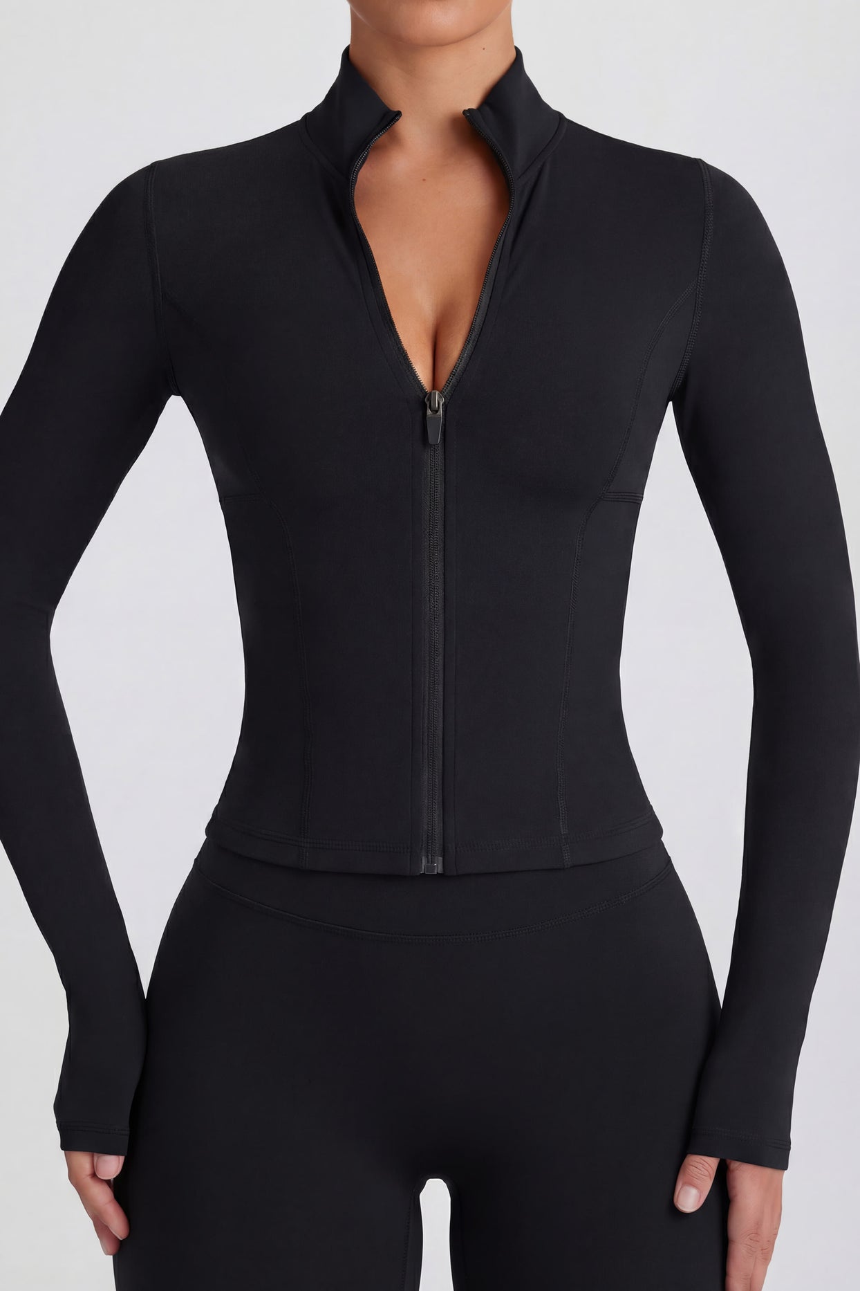 Soft Active Zip-Up Jacket in Black - 4