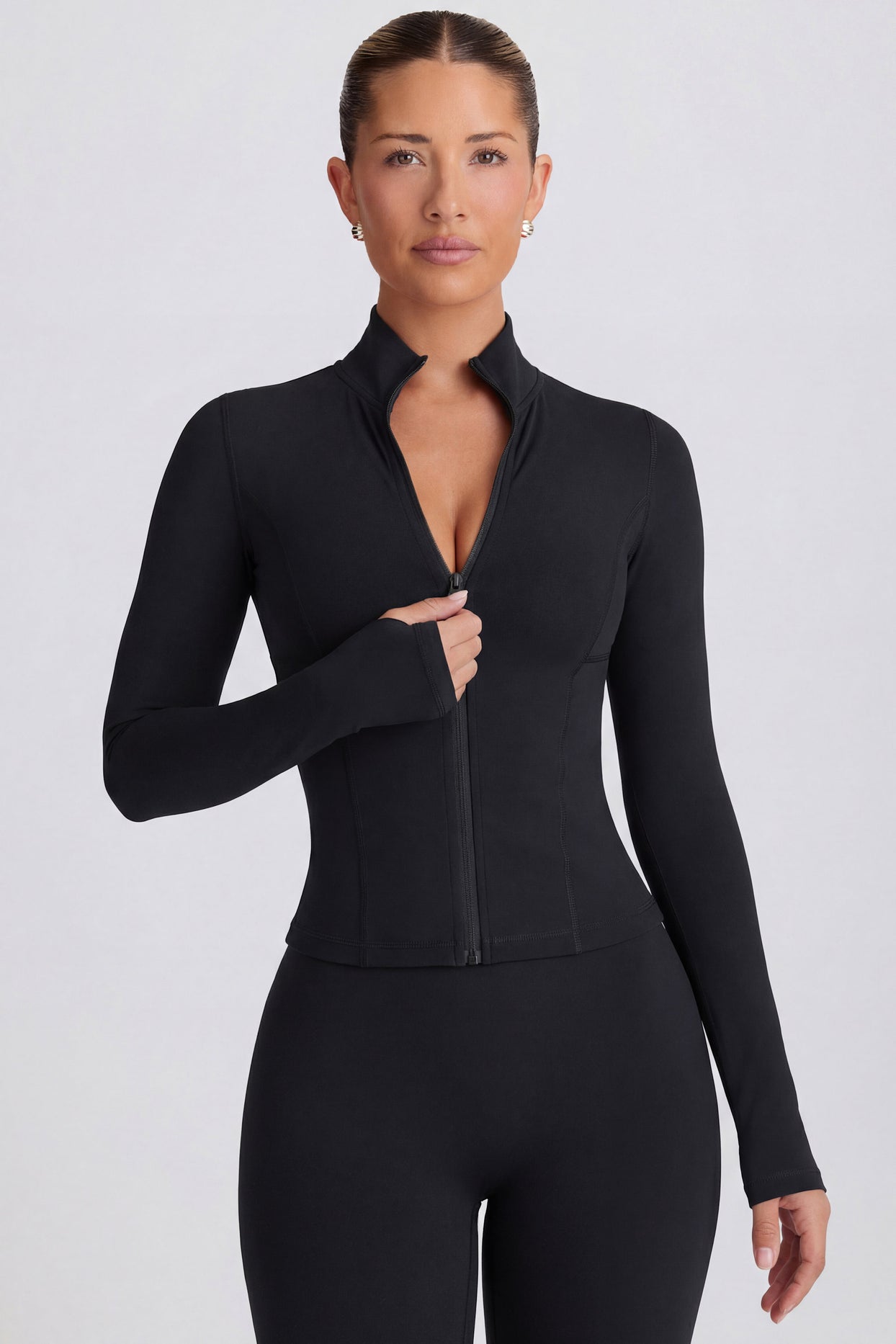 Soft Active Zip-Up Jacket in Black - 6