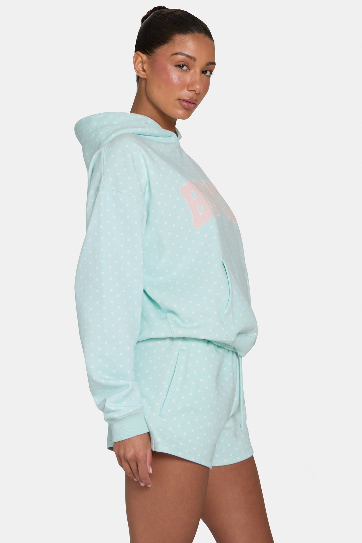 Oversized Applique Hoodie  in Peppermint Polka Dot - 3