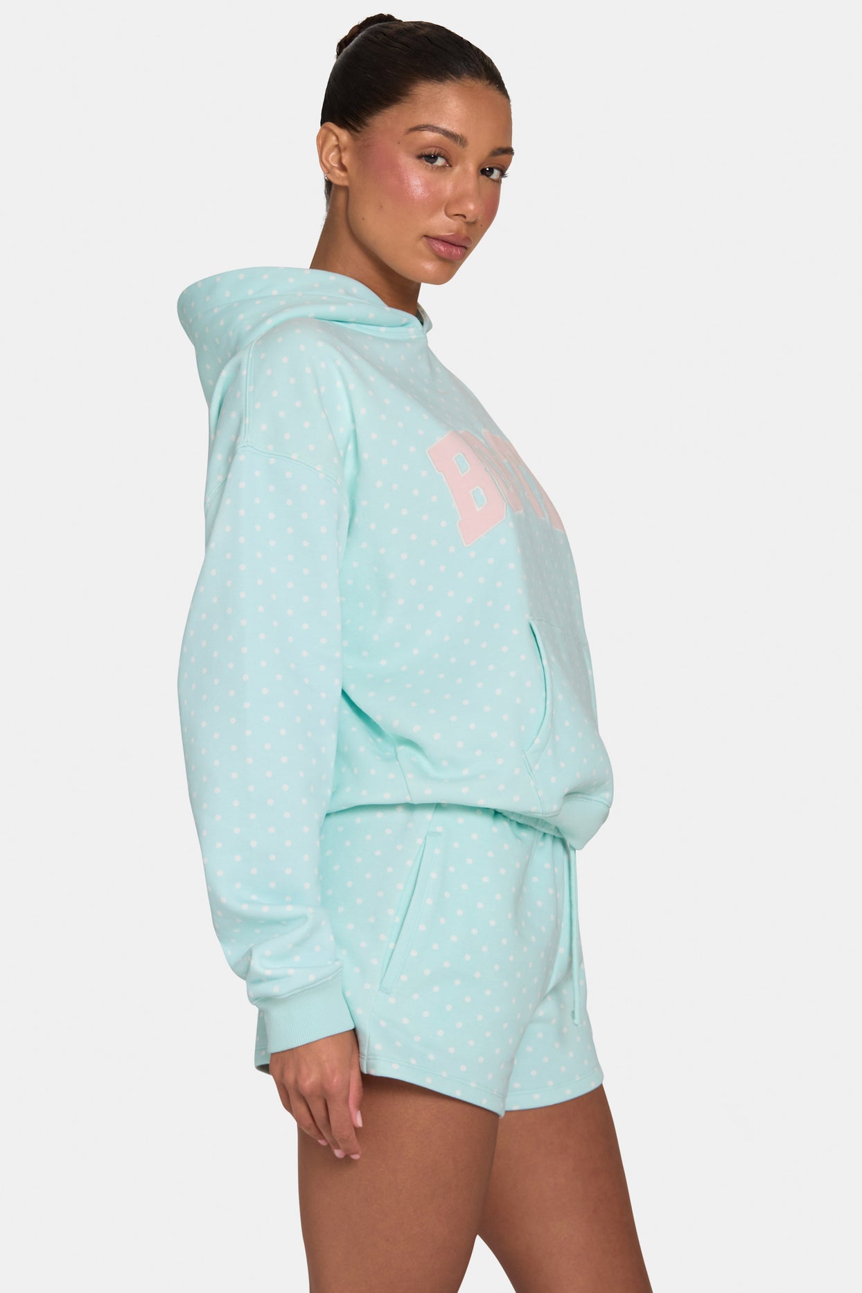 Oversized Applique Hoodie  in Peppermint Polka Dot - 4