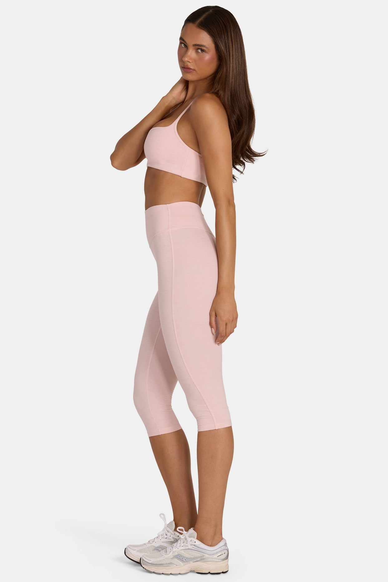 Soft Active Capri Leggings in Blush Marl - 3