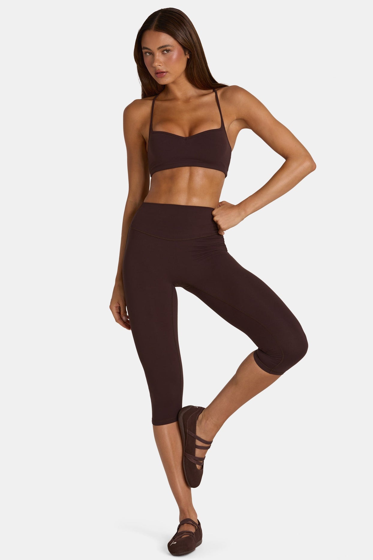 Soft Active Capri Leggings in Espresso - 6