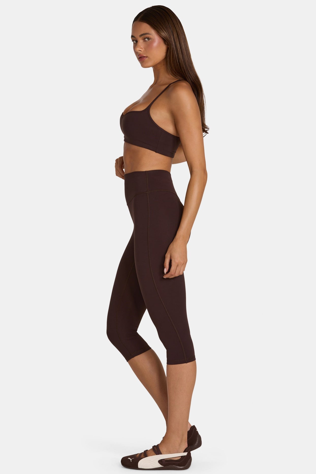 Soft Active Capri Leggings in Espresso - 4