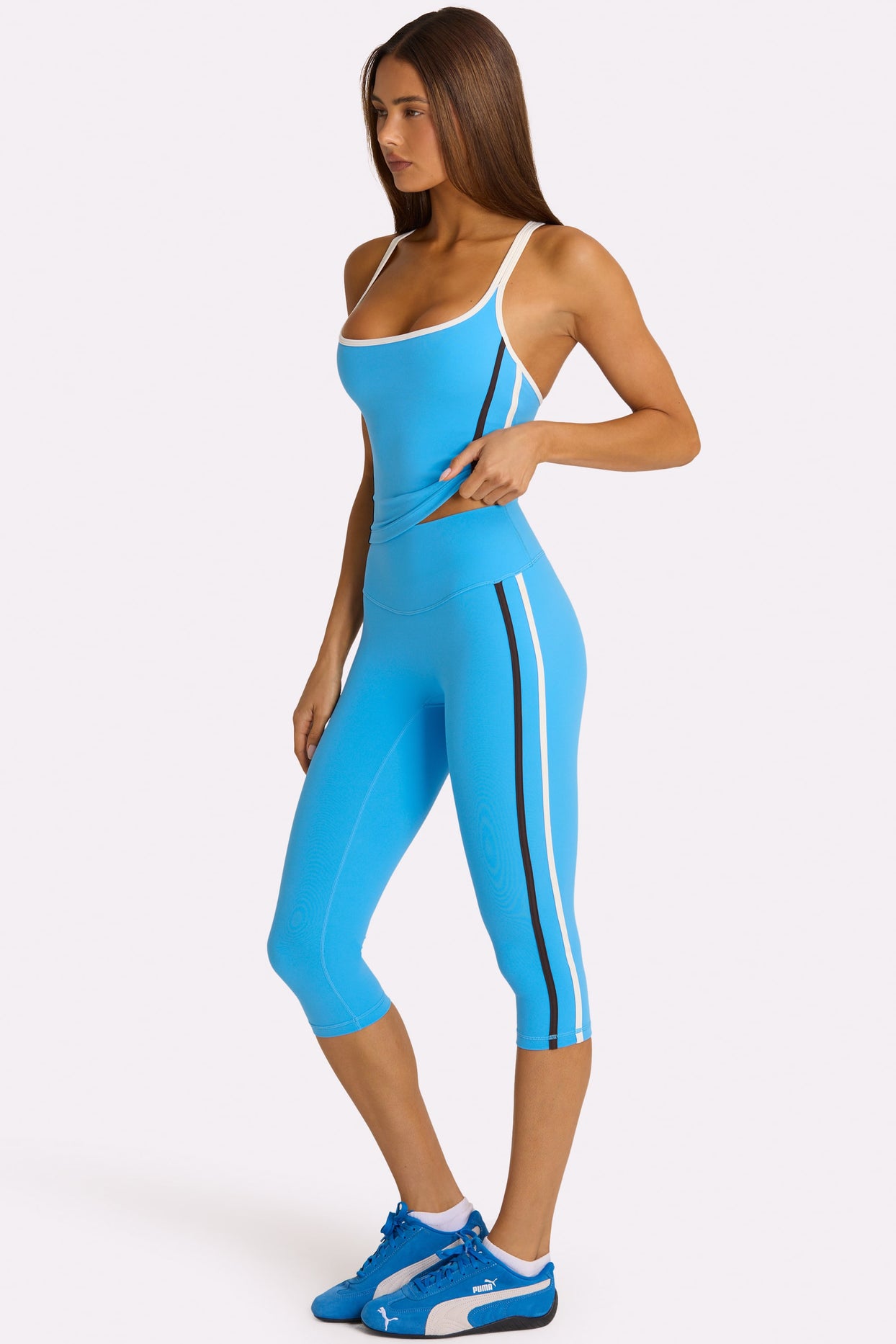 Soft Active Capri Leggings in Electric Blue - 4
