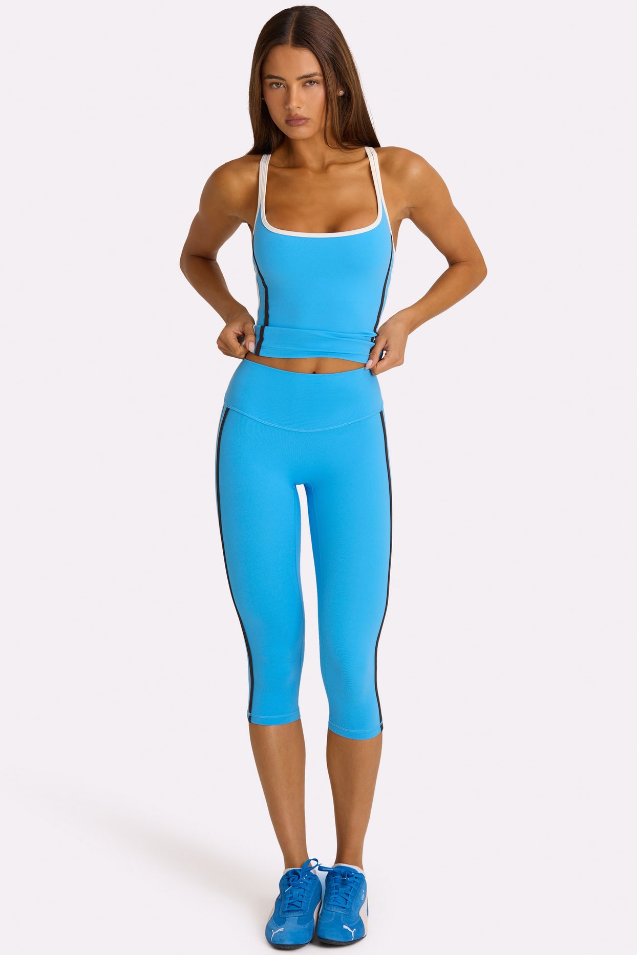 Soft Active Capri Leggings in Electric Blue - 3