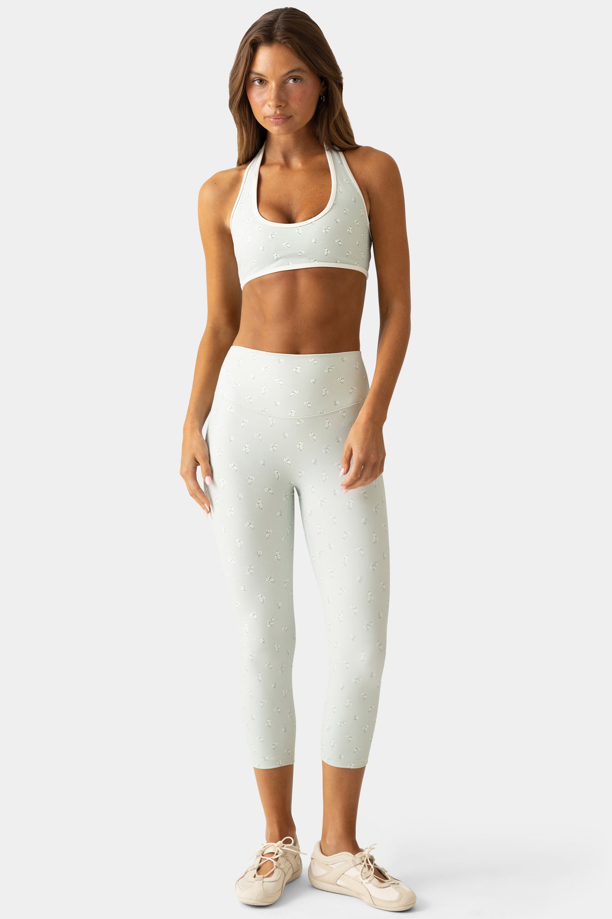 Soft Active Capri Leggings in Matcha Meadow