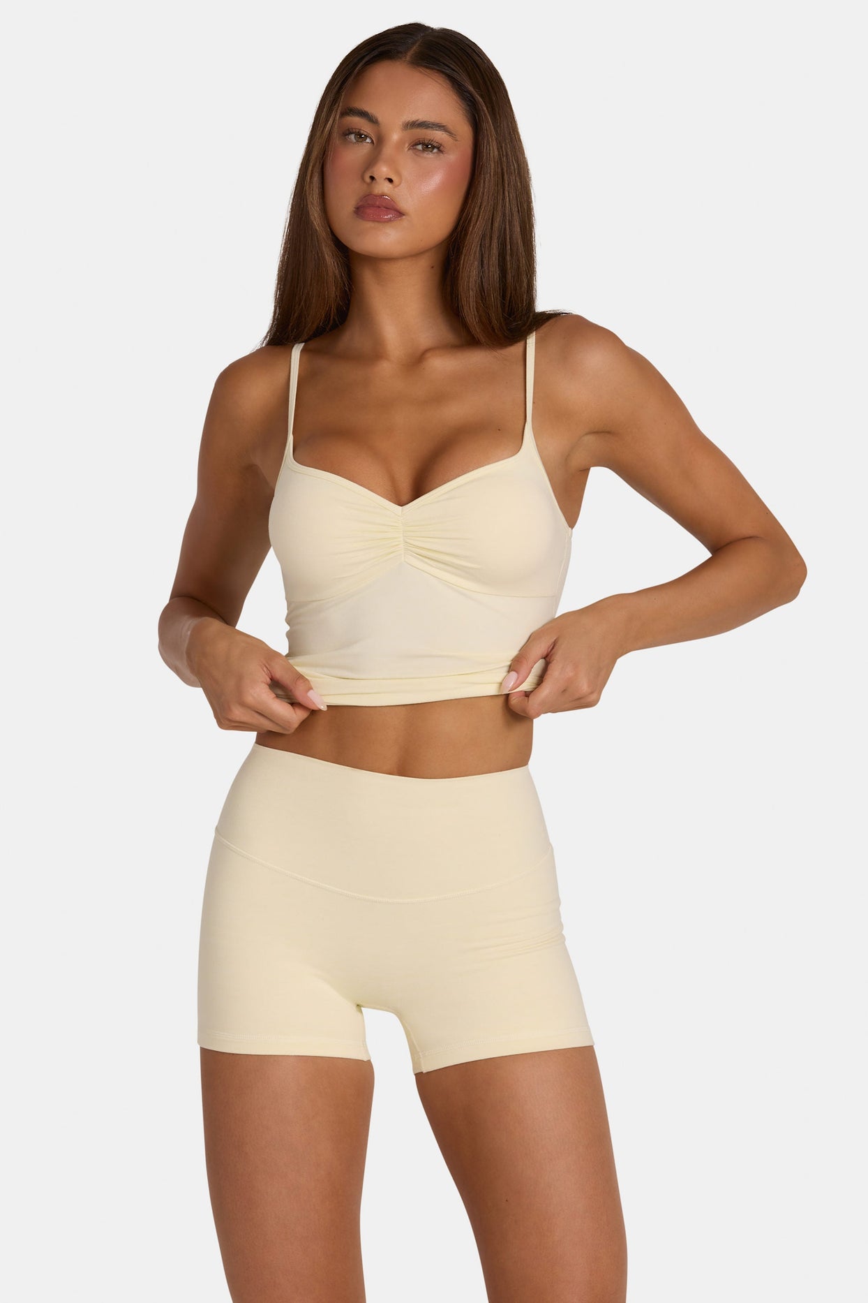Soft Active Mini Shorts in Lemon Marl - 6