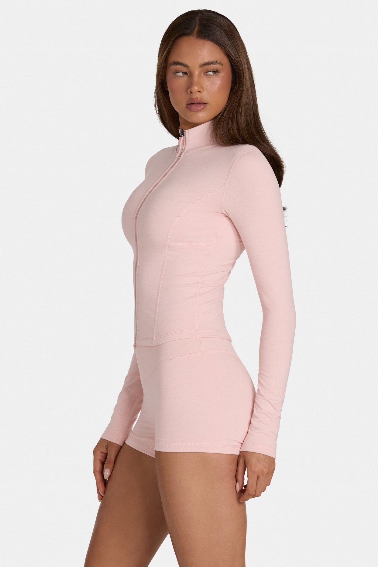 Soft Active Zip-Up Jacket in Blush Marl - 3