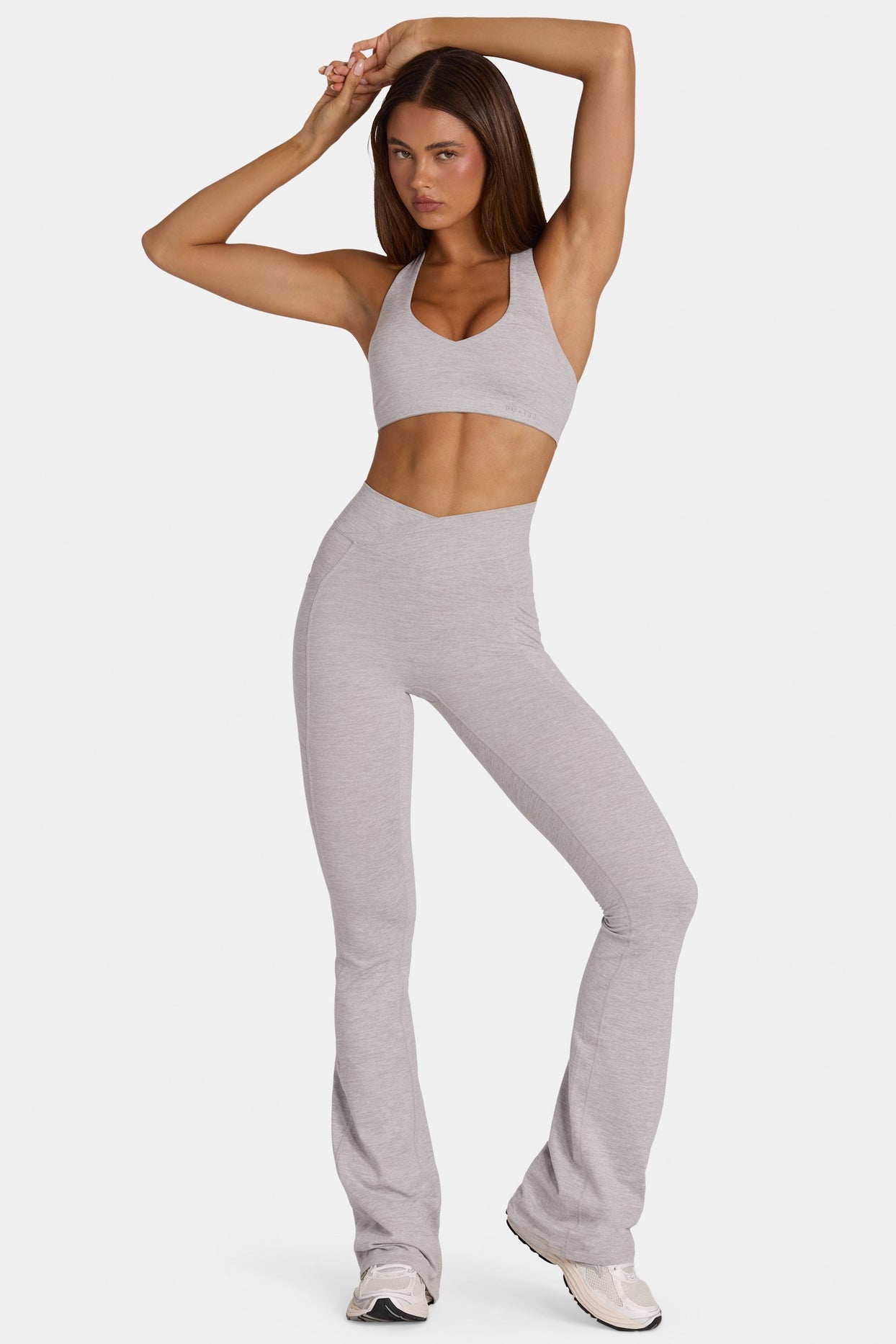 Soft Active V-Waist Flared Leggings in Grey Marl - 6