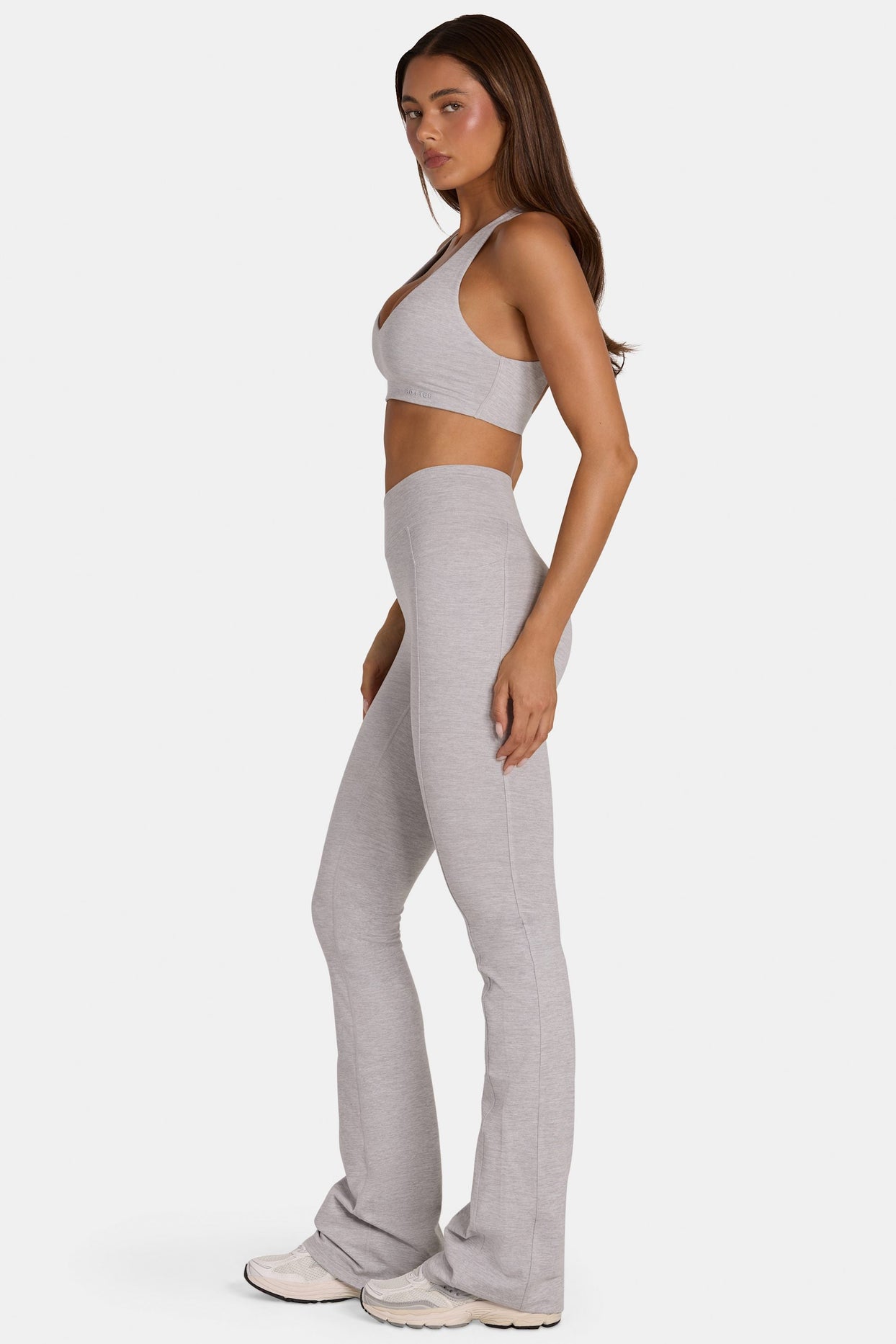 Soft Active V-Waist Flared Leggings in Grey Marl - 4