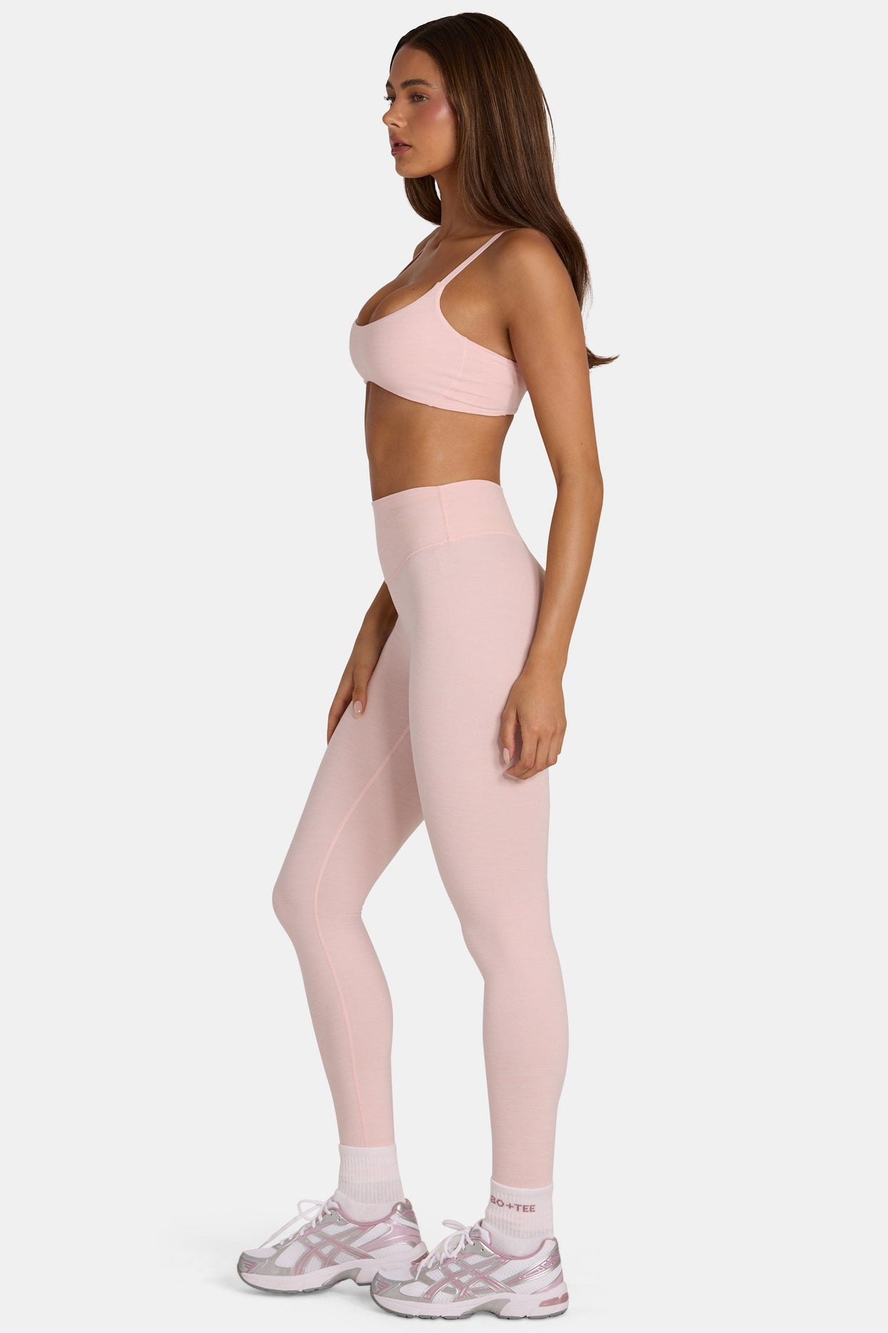Soft Active Full-Length Leggings in Blush Marl - 3