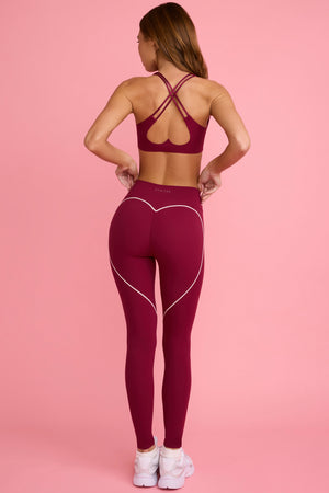 Soft Active Mid-Rise Leggings in Burgundy