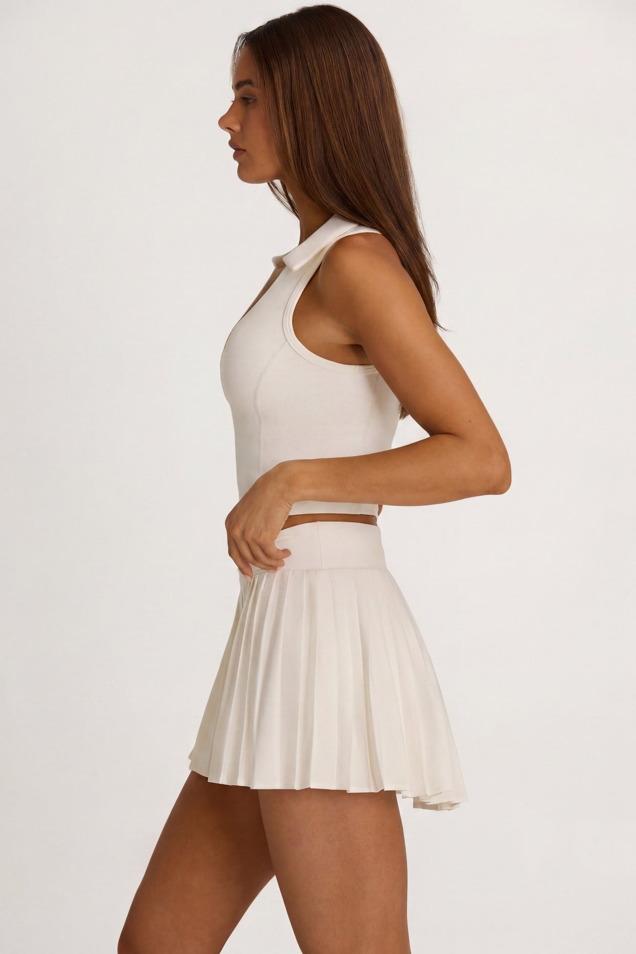 Soft Active Polo Crop Top in Coconut - 3