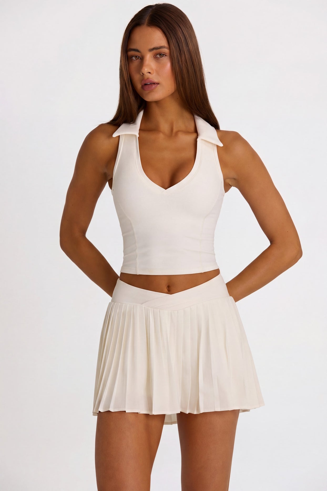 Soft Active Polo Crop Top in Coconut - 5