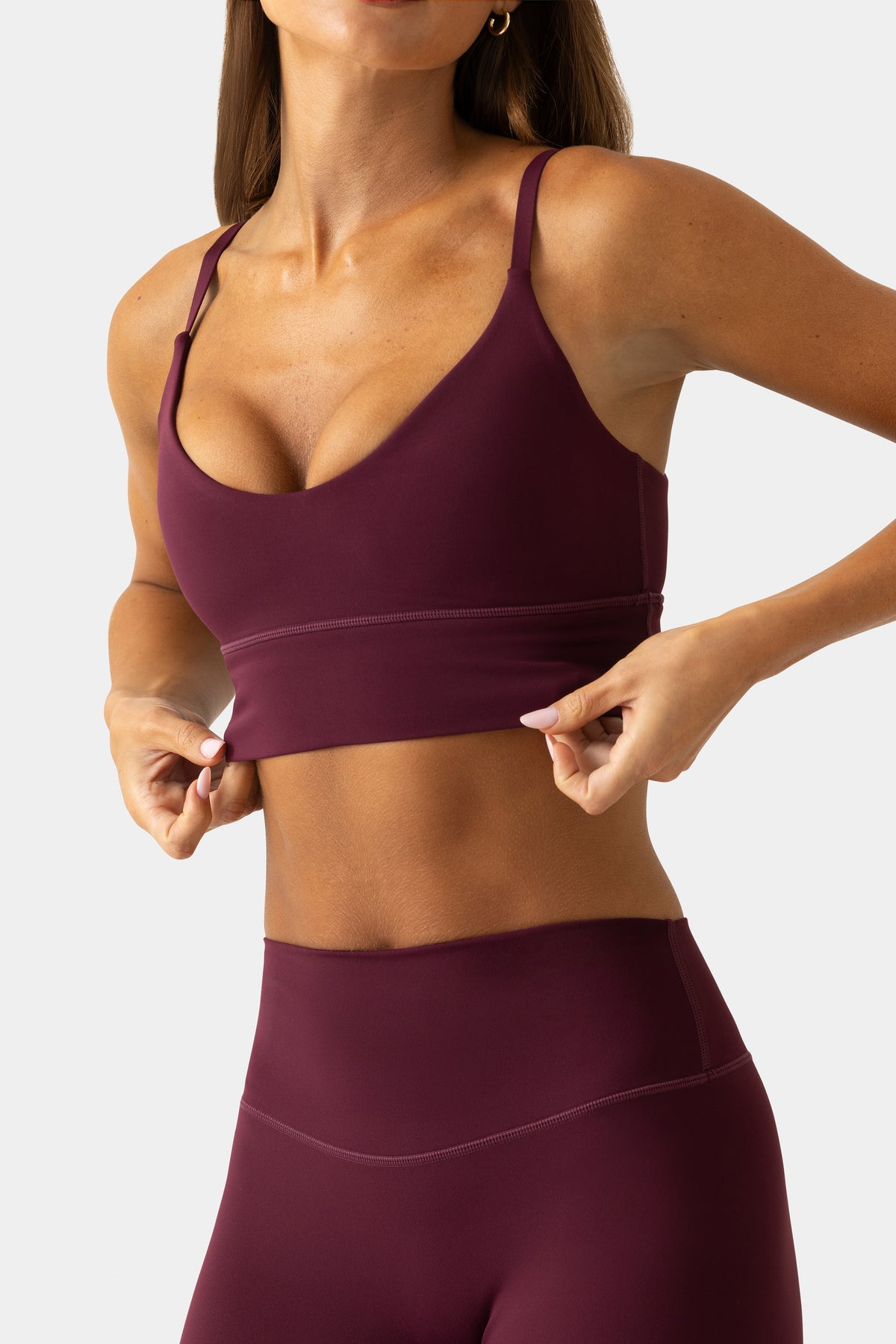 Soft Active Scoop-Neck Sports Bra in Plum