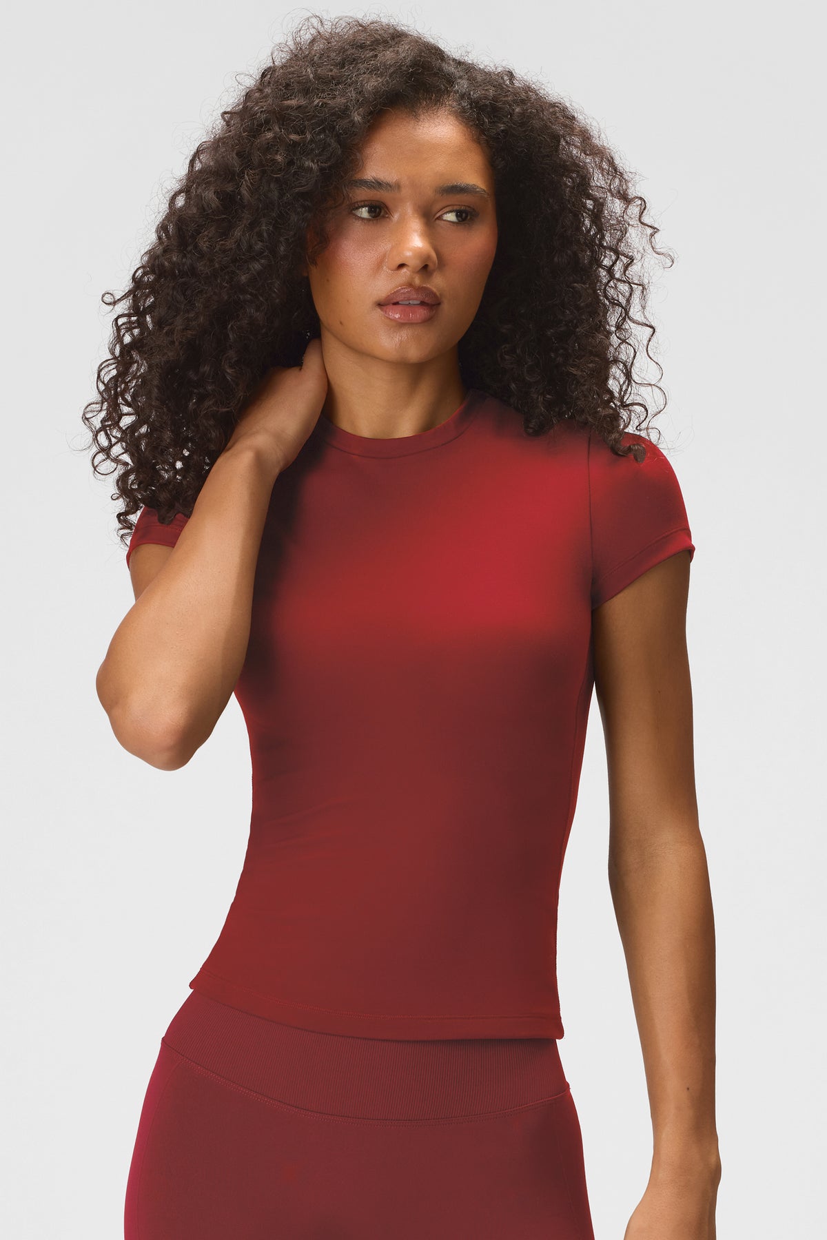 Soft Active Short Sleeve Top in Dark Cherry - 1