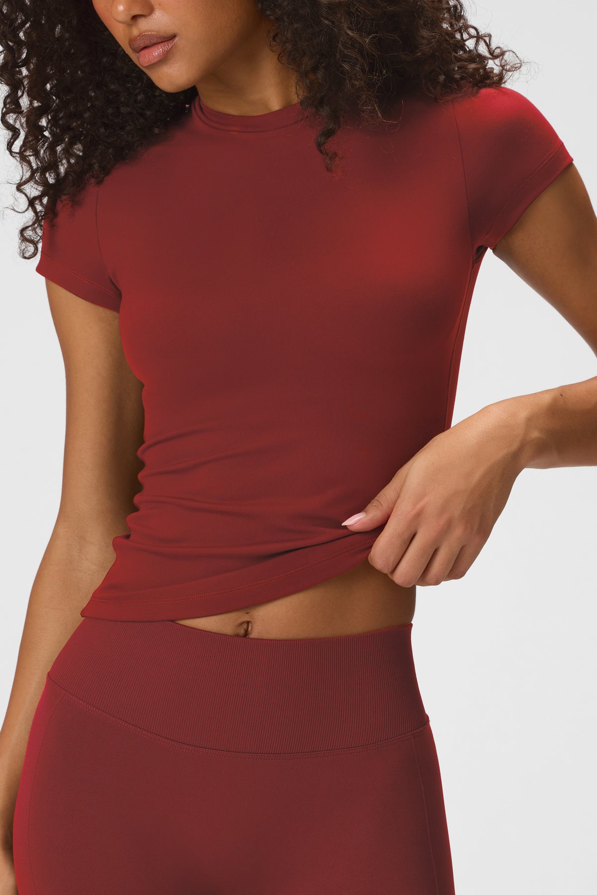 Soft Active Short Sleeve Top in Dark Cherry
