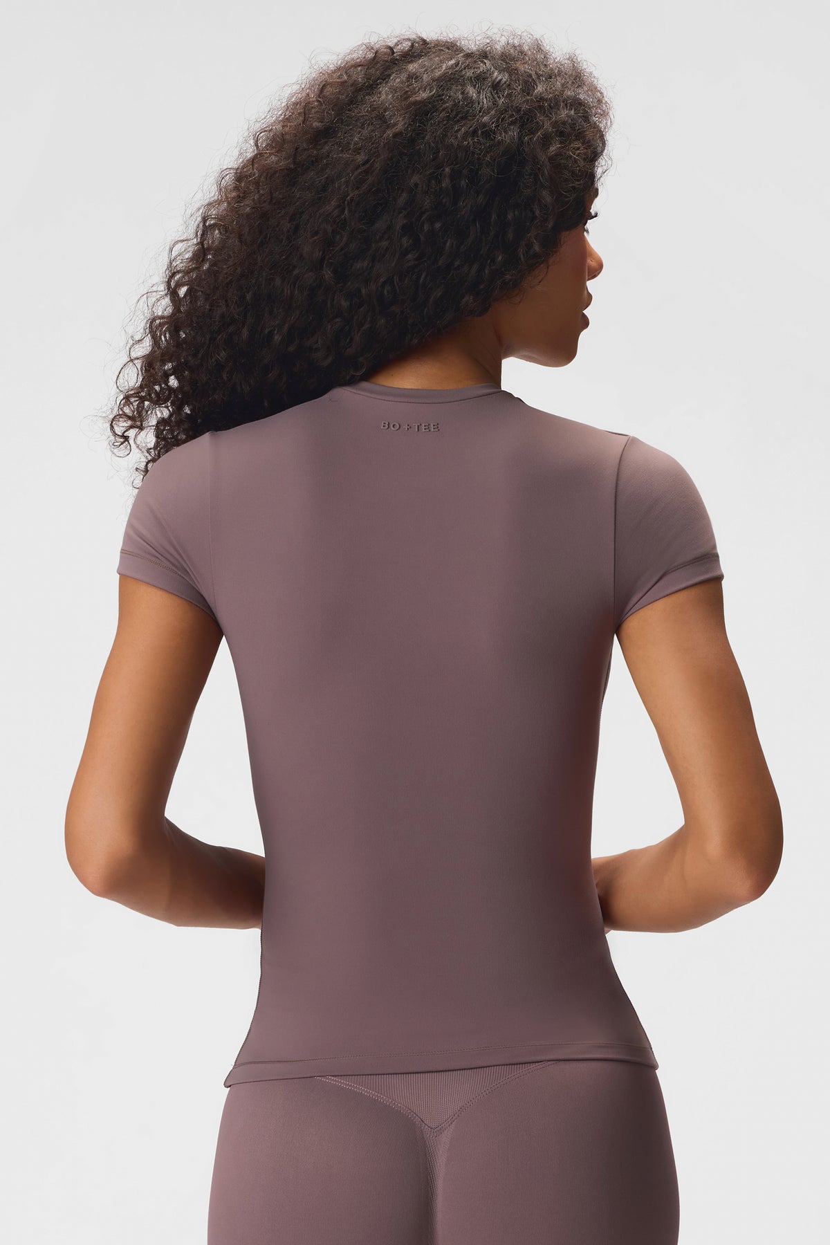 Soft Active Short Sleeve Top in Stone - 2