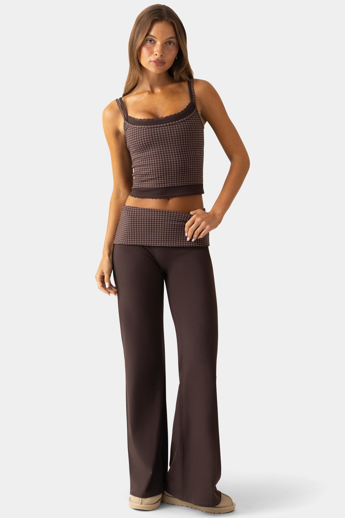 Soft Active Wide-Leg Trousers in Espresso