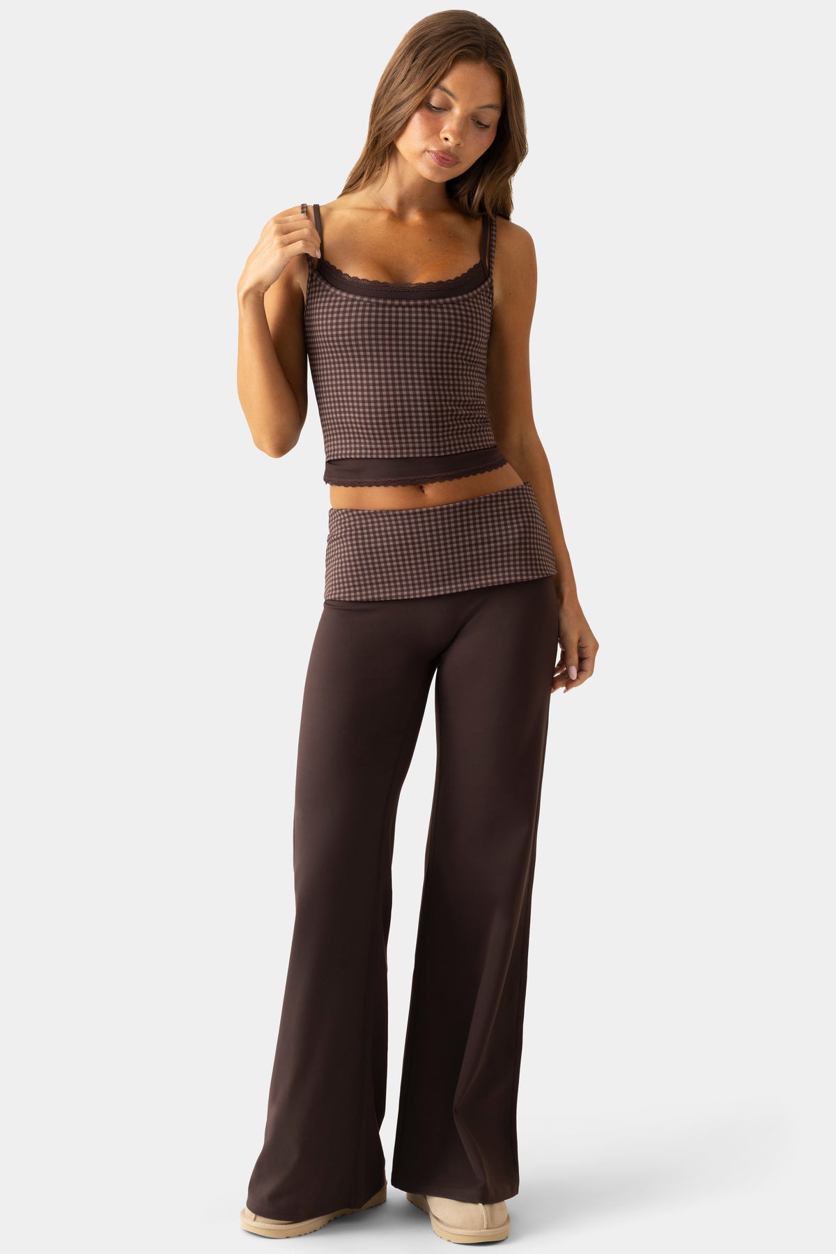 Soft Active Wide-Leg Trousers in Espresso