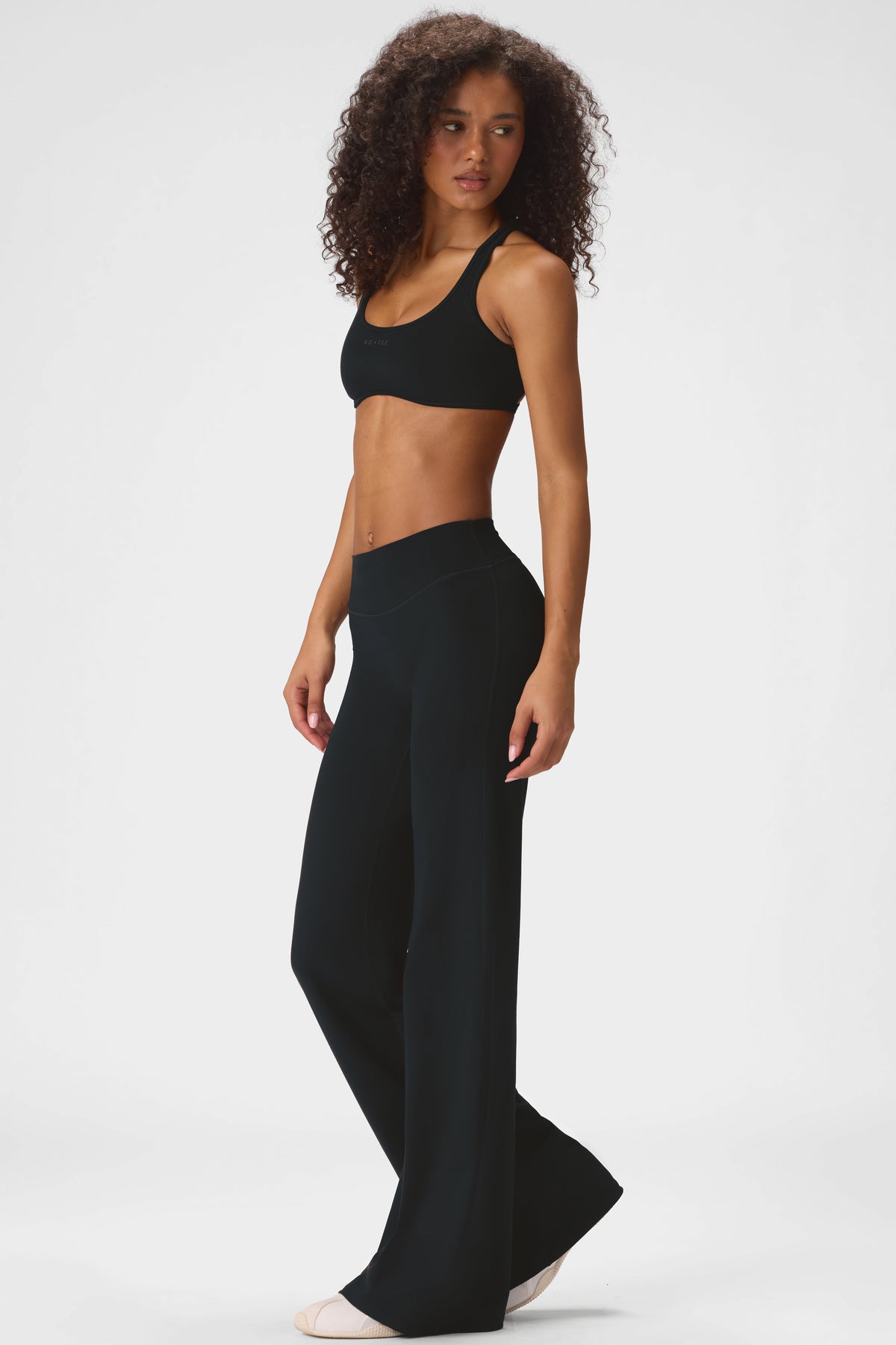 Soft Active Wide-Leg Trousers in Black