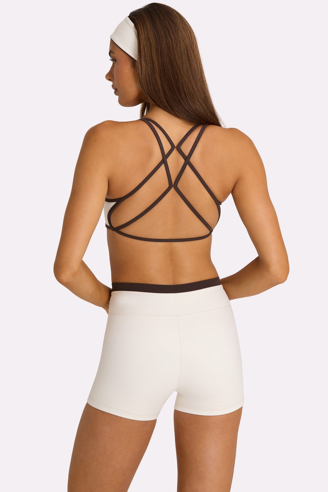 Soft Active Wrap Waist Shorts in Coconut - 4