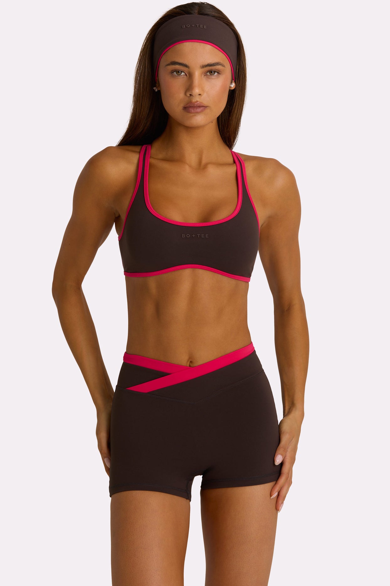 Soft Active Wrap Waist Shorts in Truffle - 5