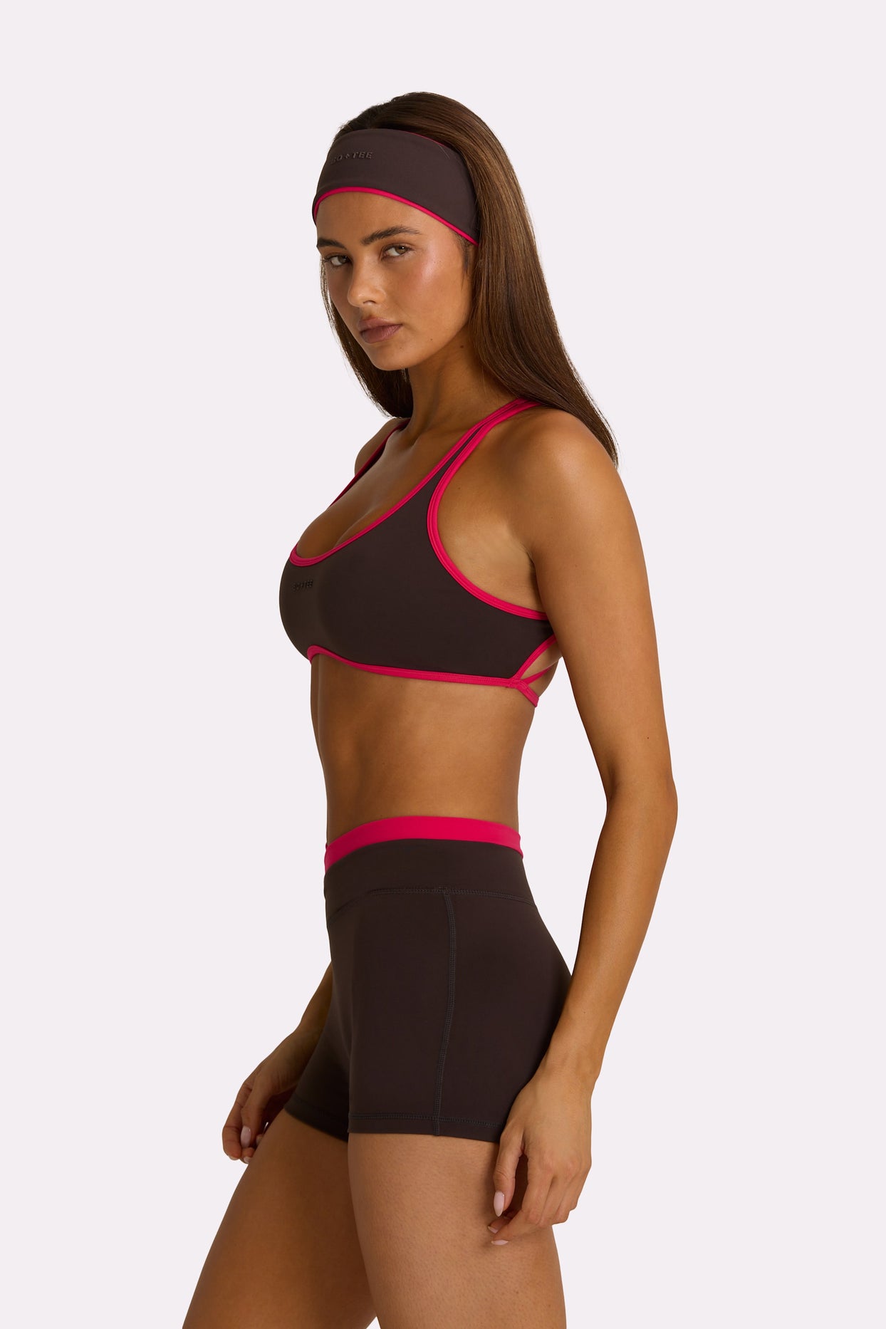 Soft Active Wrap Waist Shorts in Truffle - 3