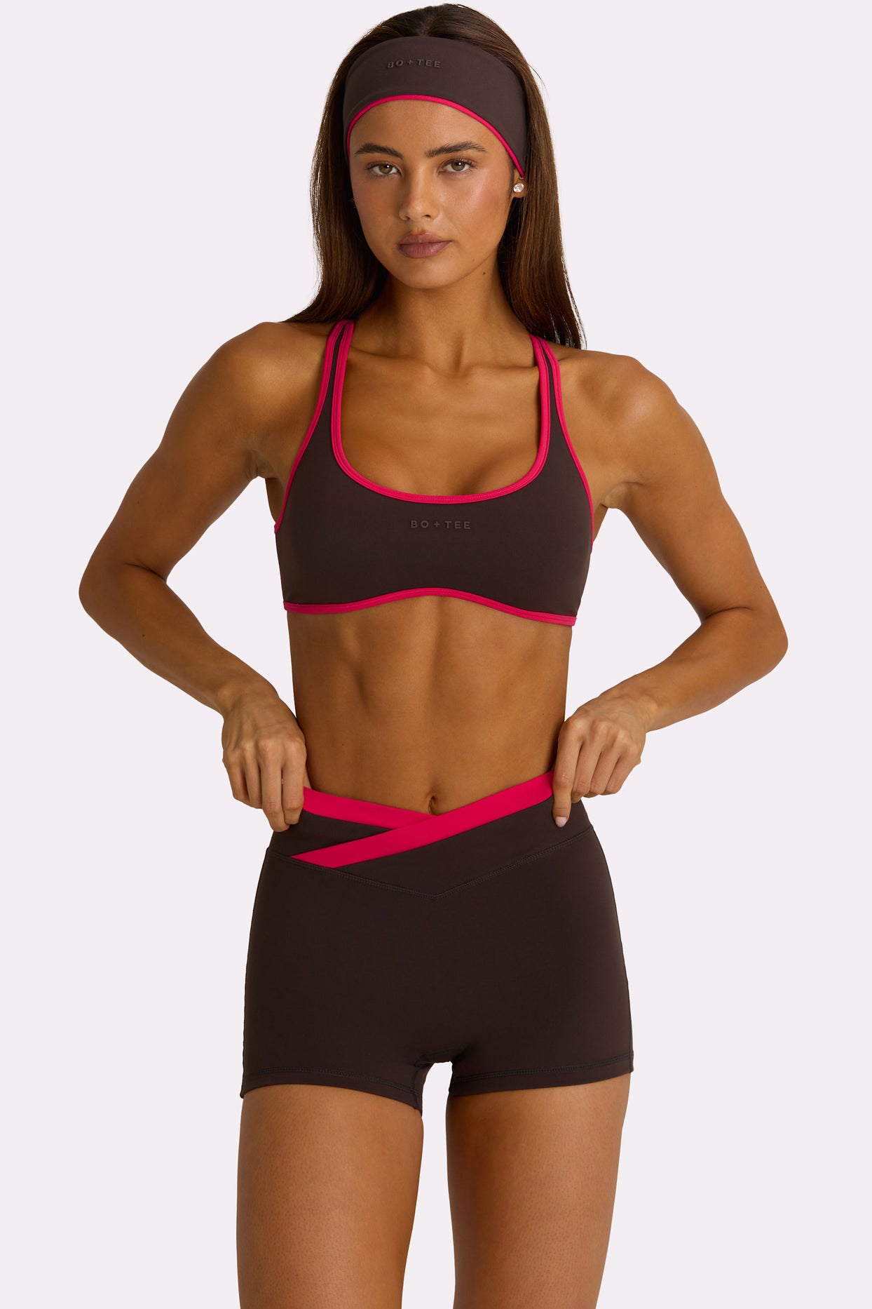 Soft Active Wrap Waist Shorts in Truffle - 4