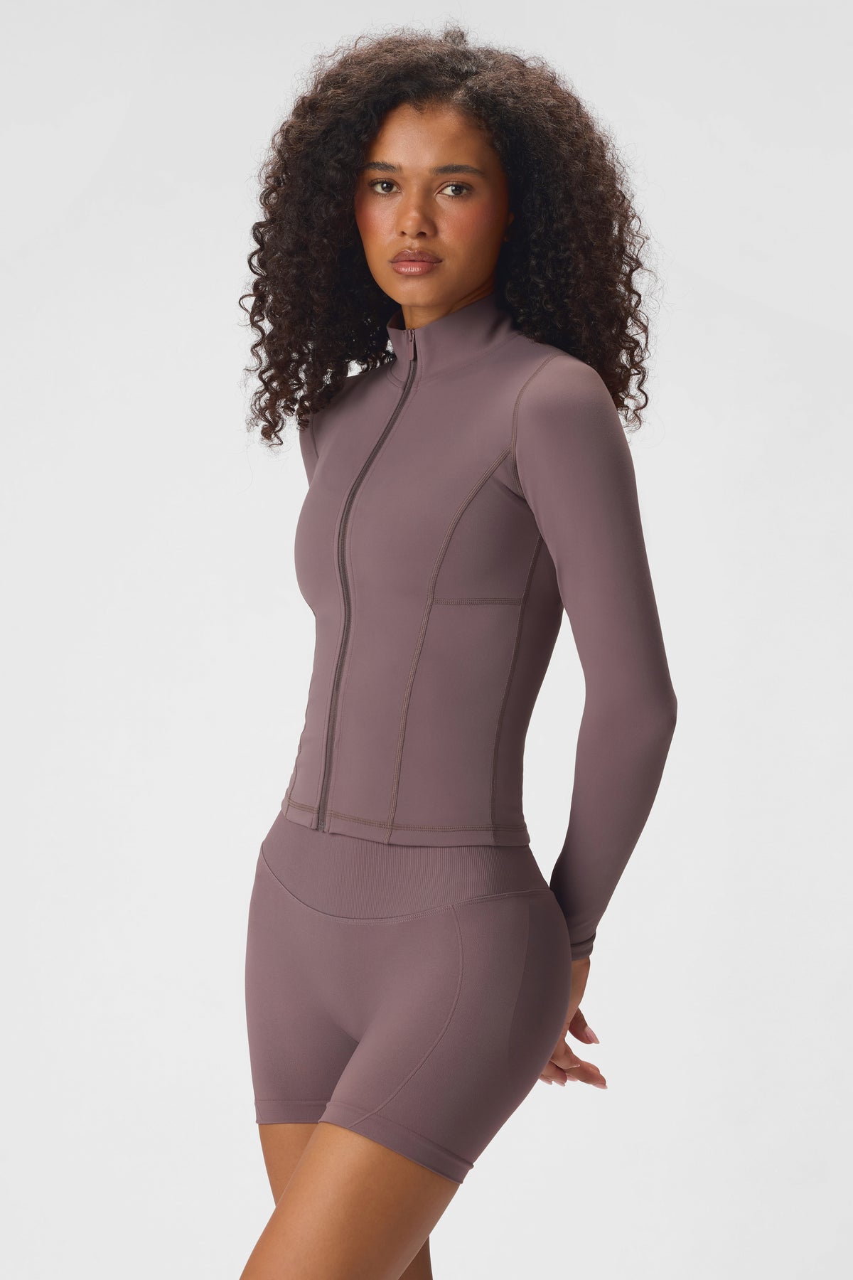 Soft Active Zip-Up Jacket in Stone