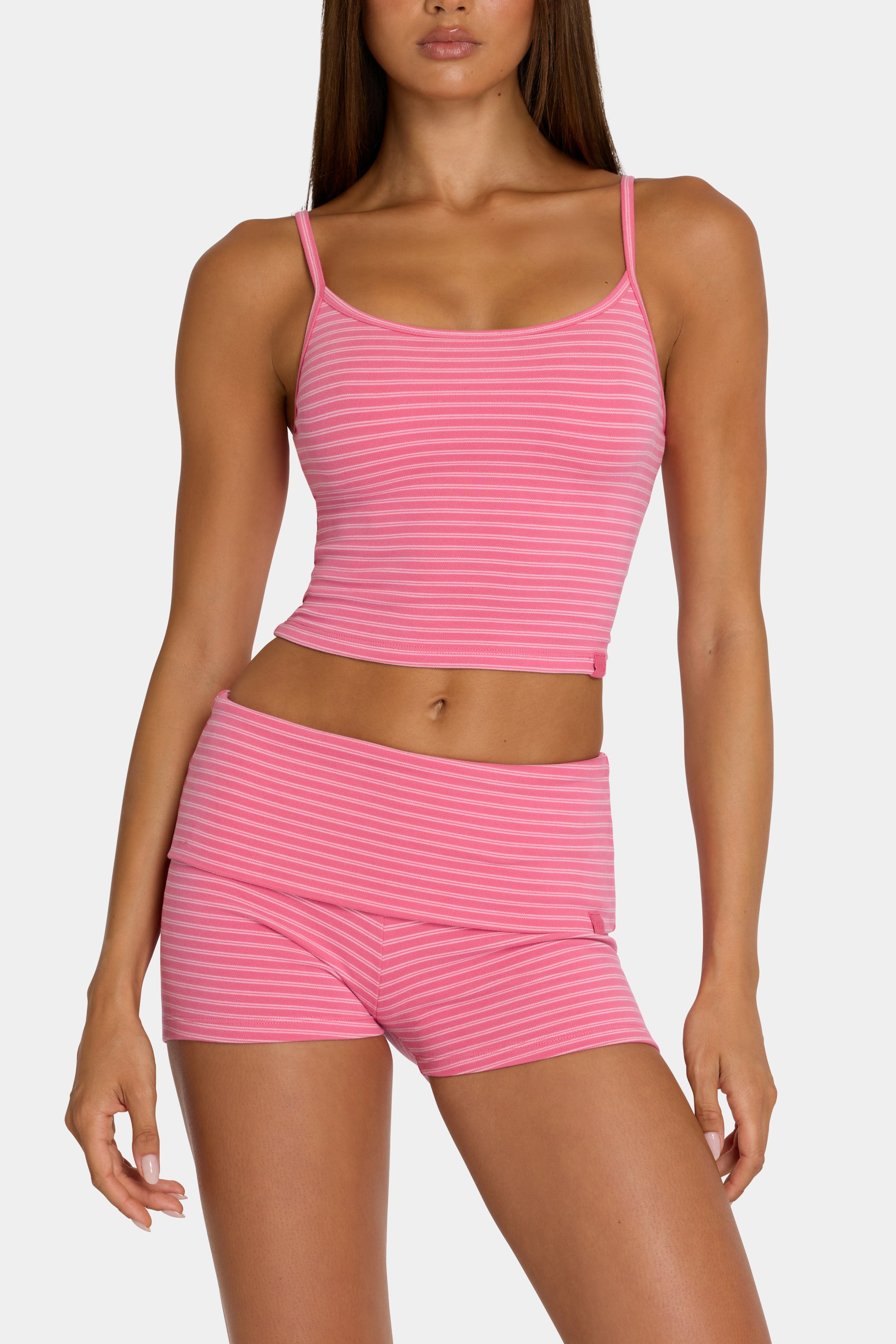 Brushed Jersey Tank Top in Pink Stripe - 2