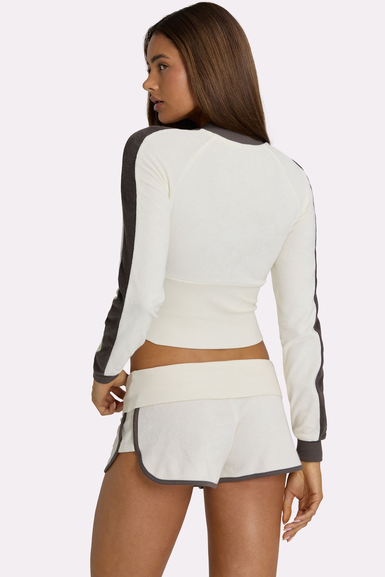 Terry Foldover Waist Shorts in Coconut - 3