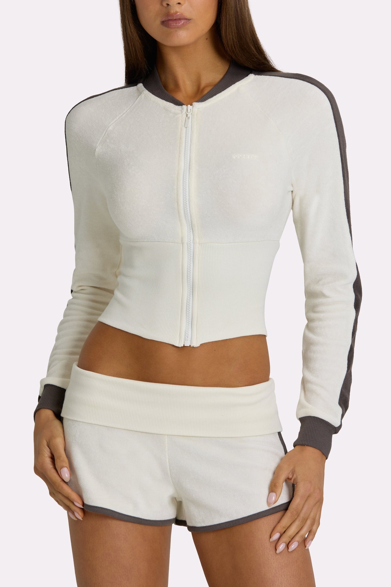 Terry Zip-Up Jacket in Coconut - 4