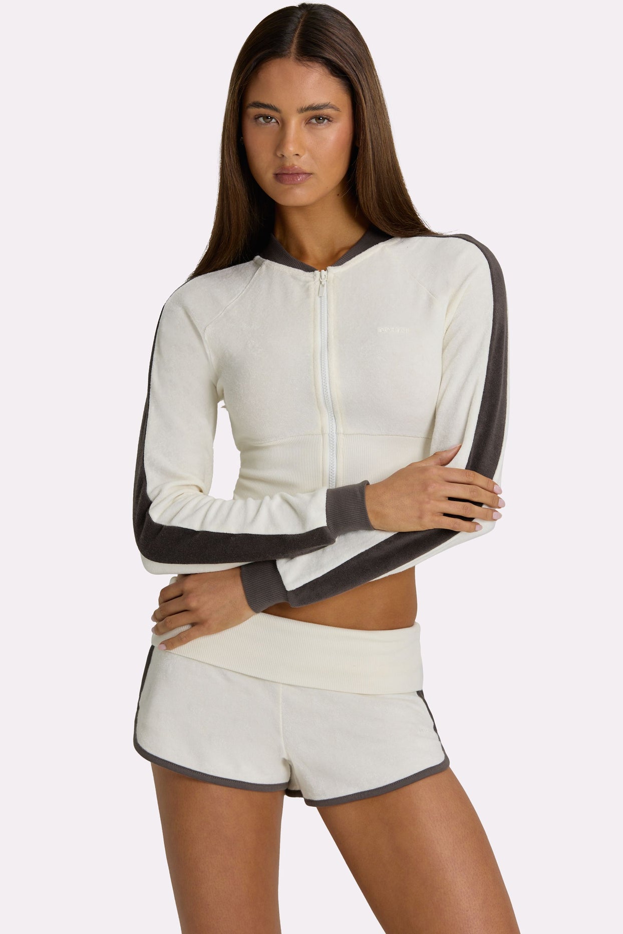 Terry Zip-Up Jacket in Coconut - 5