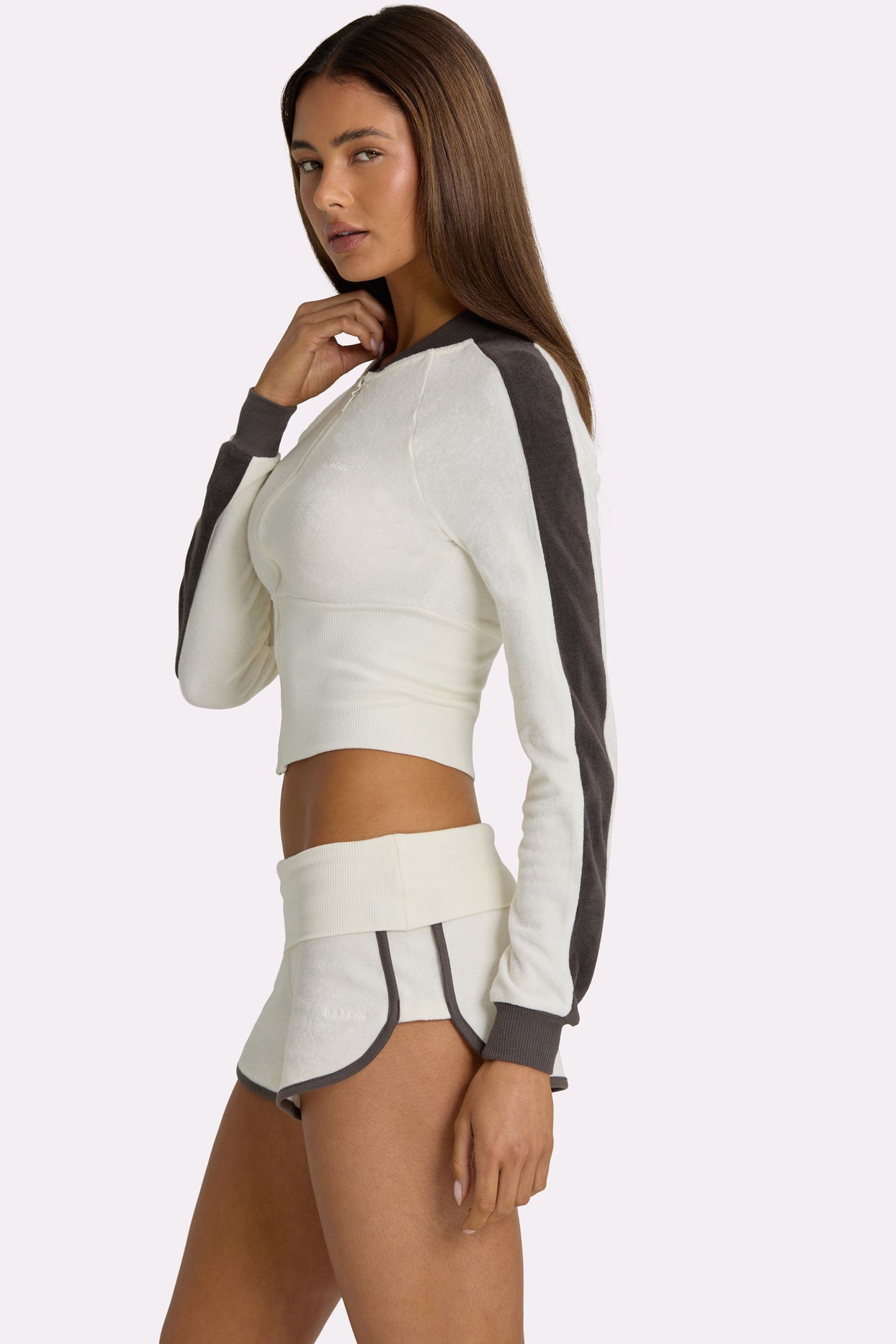 Terry Zip-Up Jacket in Coconut - 3