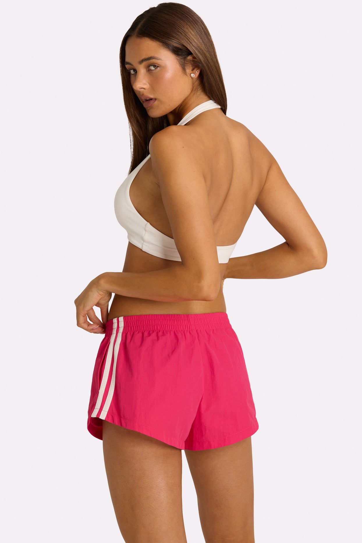 Woven Track Shorts in Hot Pink - 3