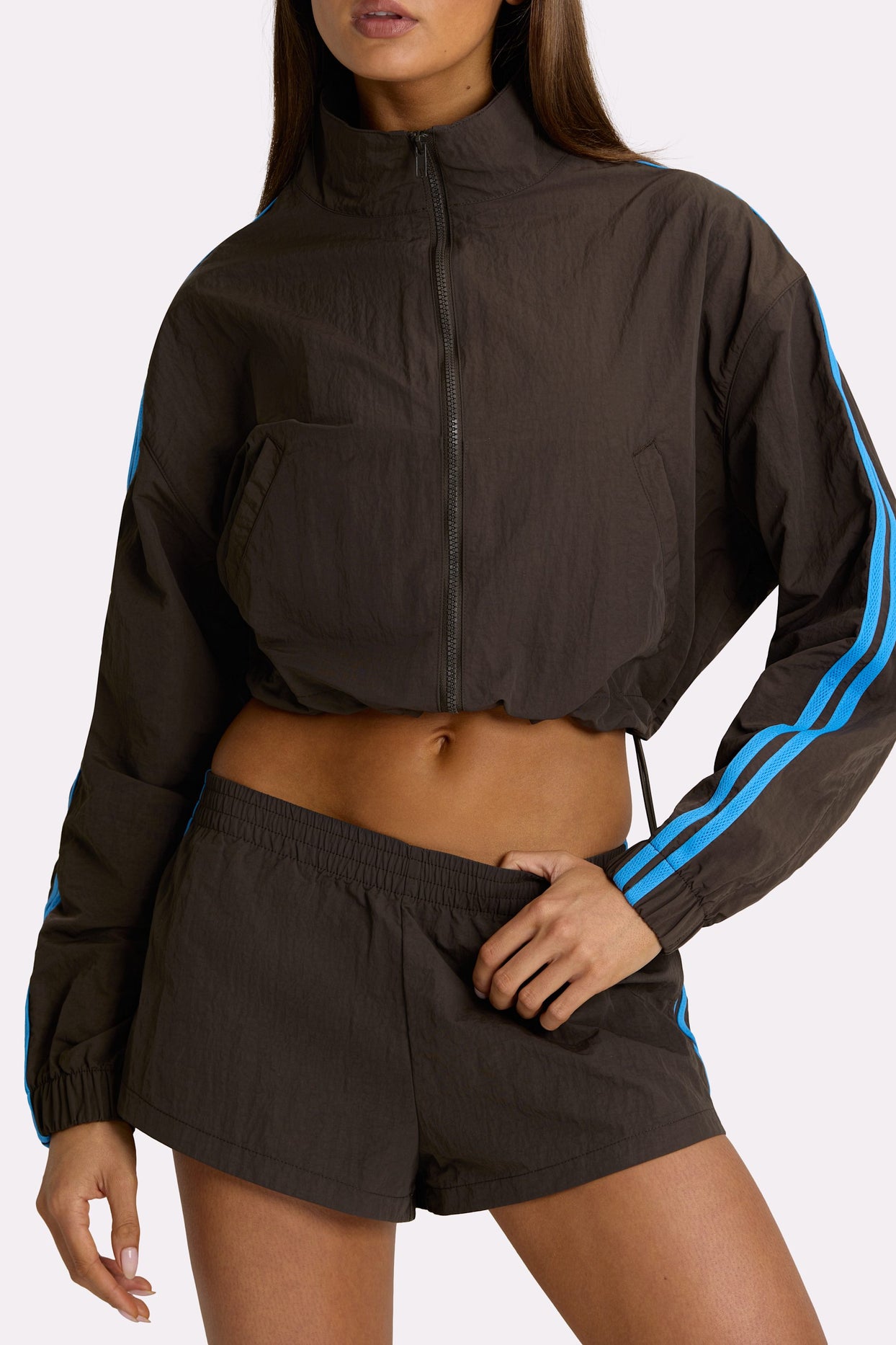 Woven Track Shorts in Truffle - 4