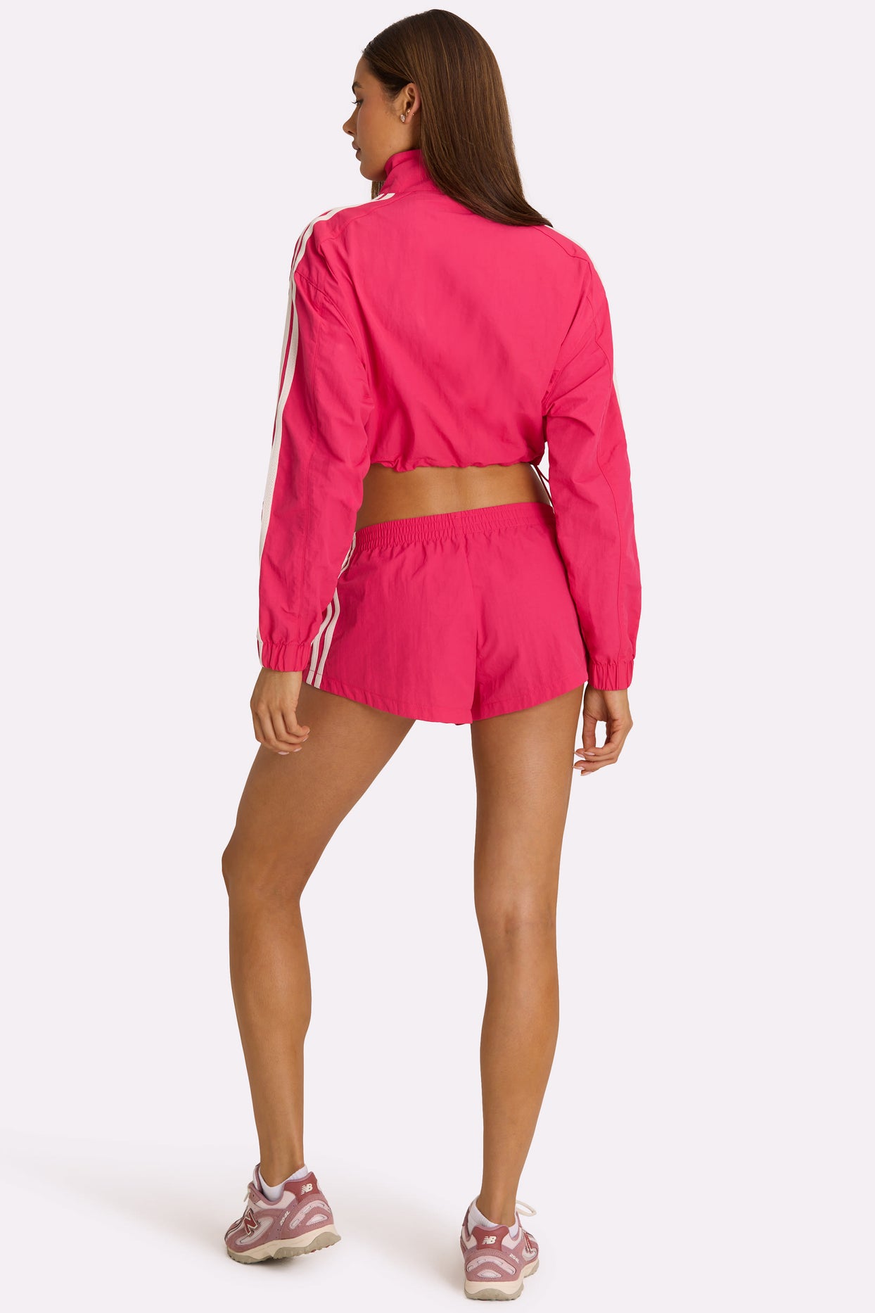 Woven Zip-Up Track Jacket in Hot Pink - 2