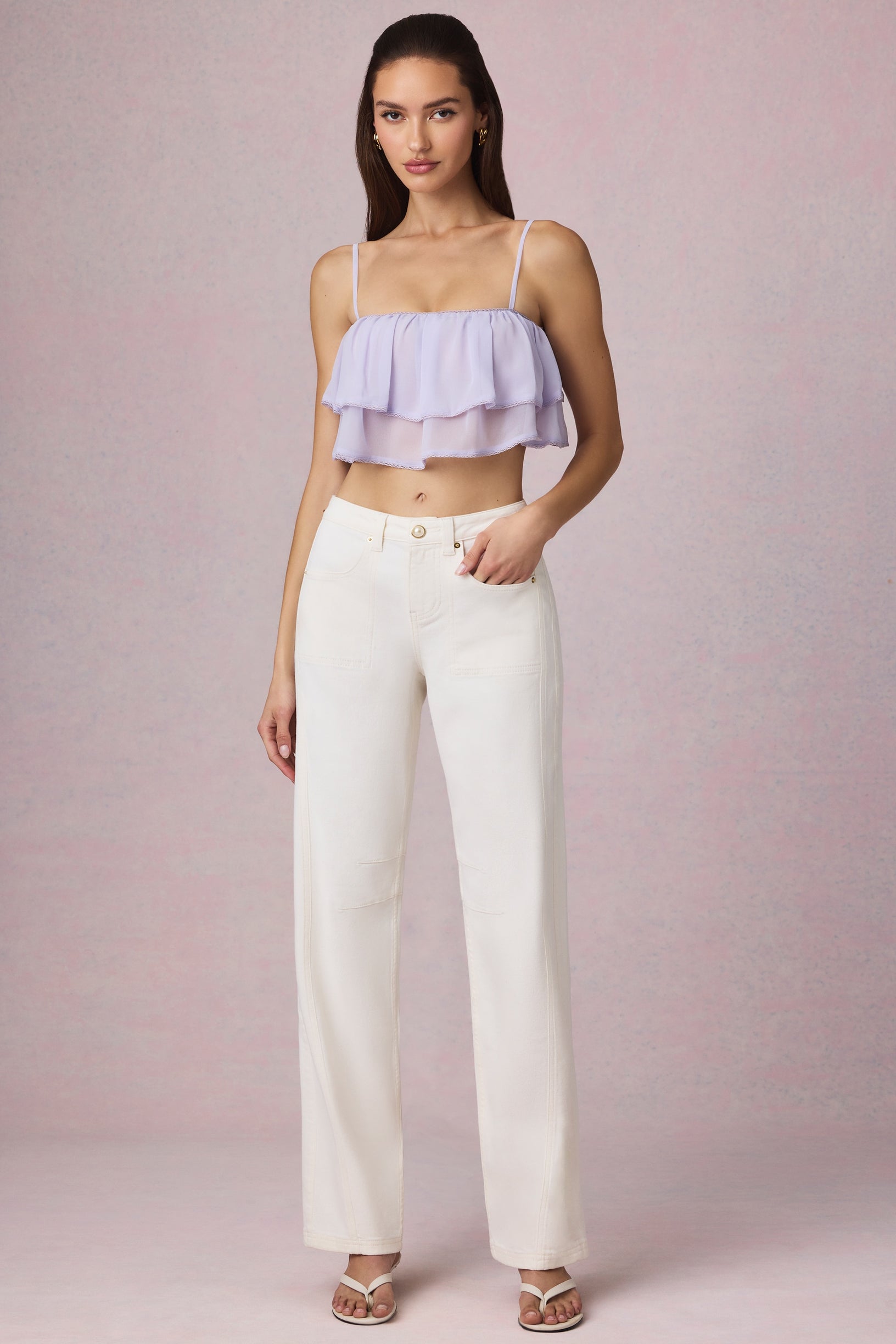 Mid-Rise Barrel-Leg Jeans in Ecru Wash - 1