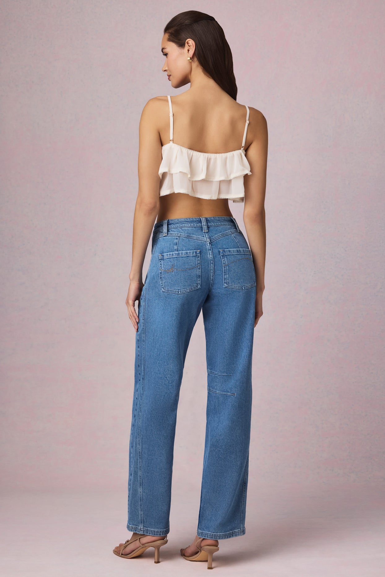 Mid-Rise Barrel-Leg Jeans in Mid-Blue Wash - 3