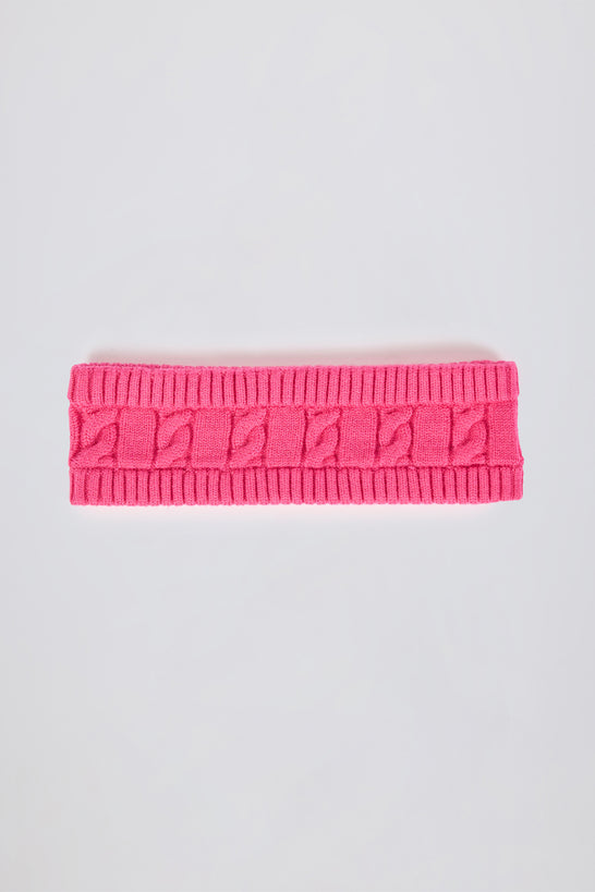 Cable-Knit Headband in Hot Pink