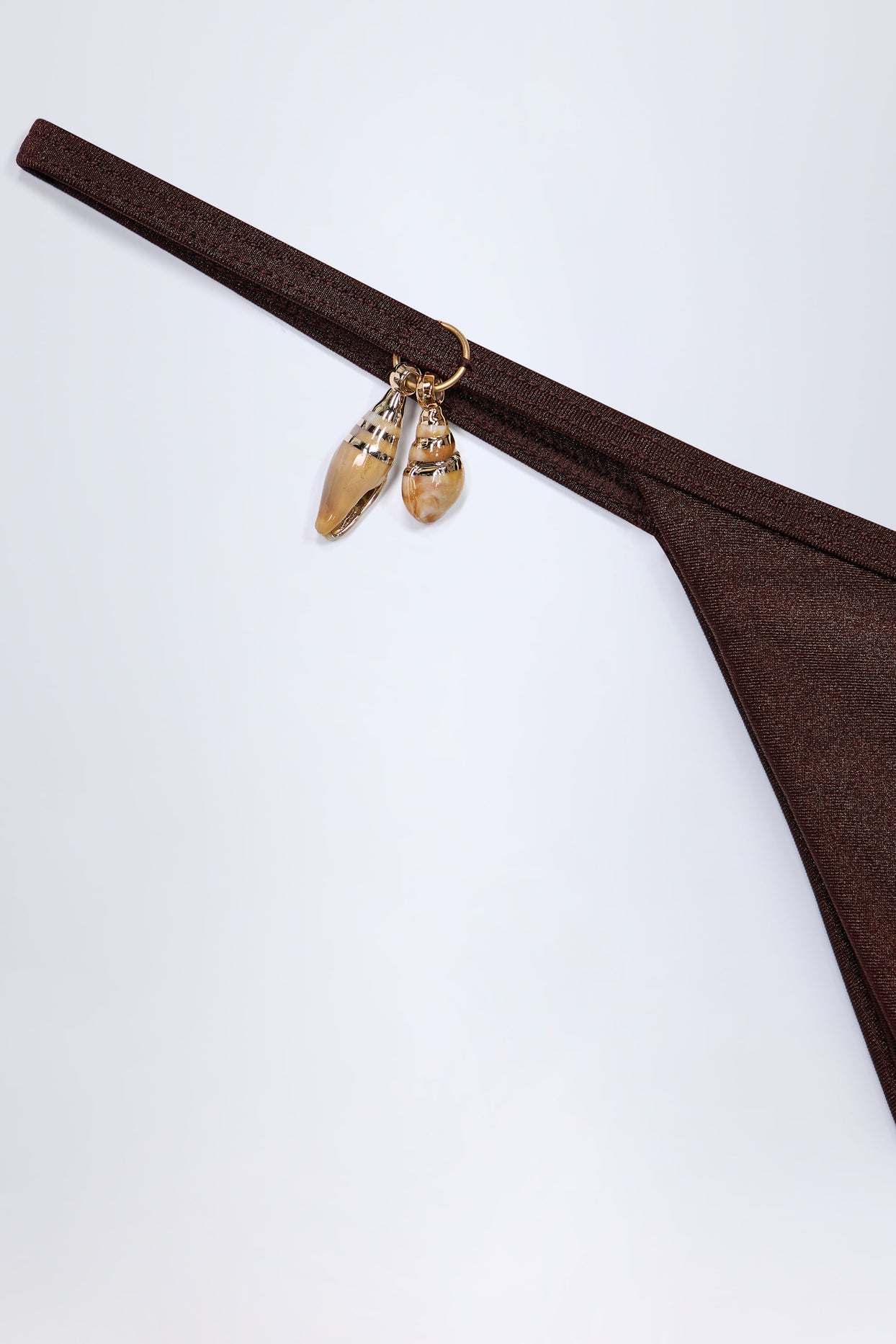Charm-Detail Thong Bikini Bottoms in Dark Chocolate - 6