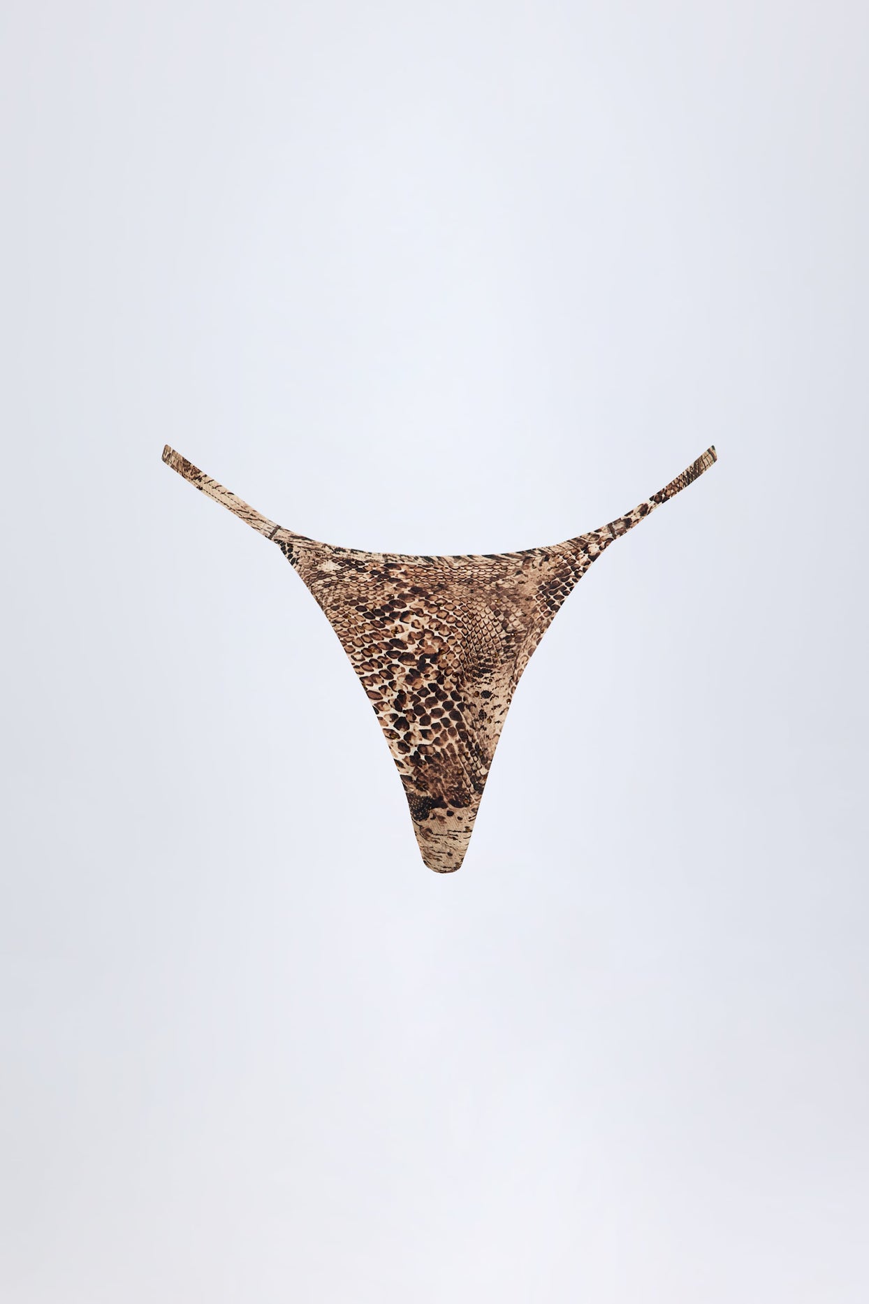 Charm-Detail Thong Bikini Bottoms in Snake Print - 4