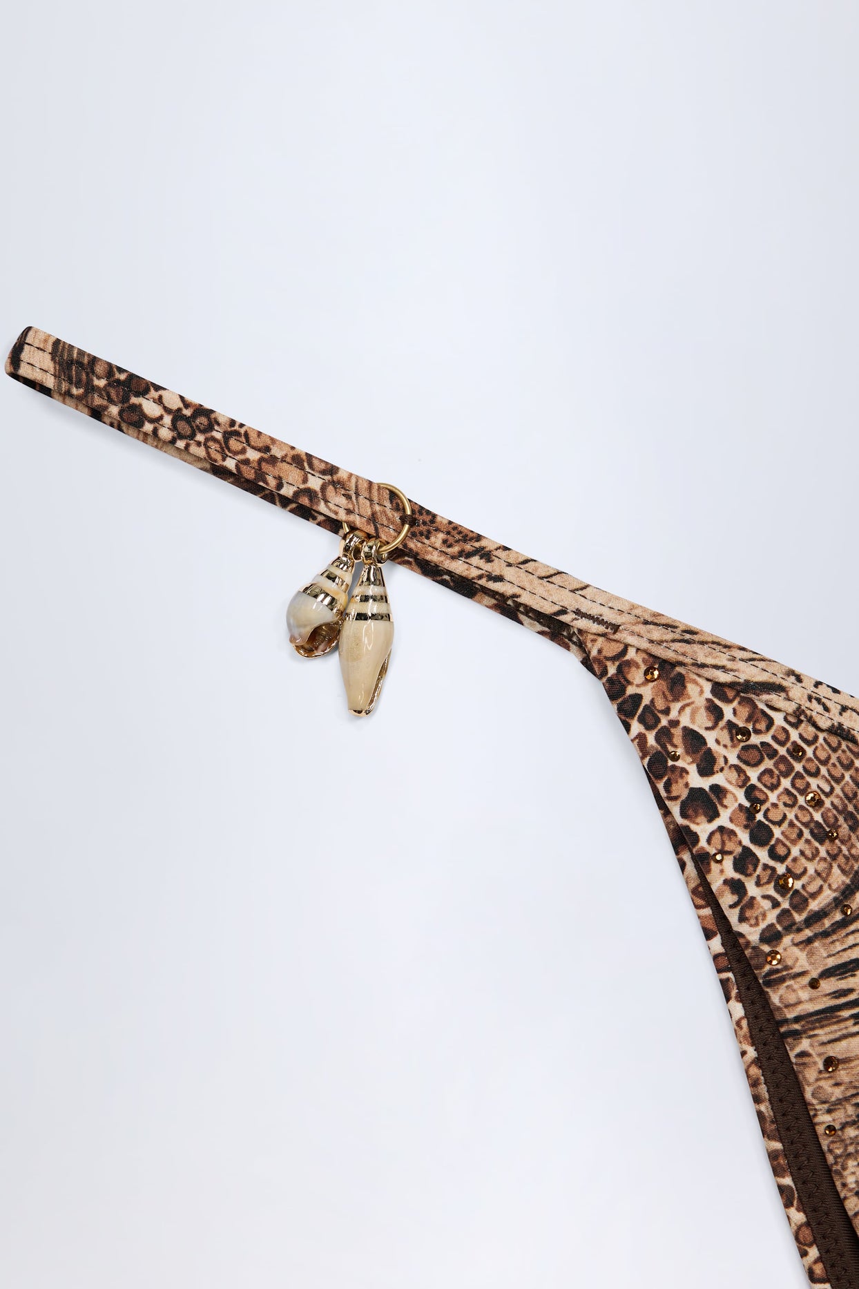 Charm-Detail Thong Bikini Bottoms in Snake Print - 5