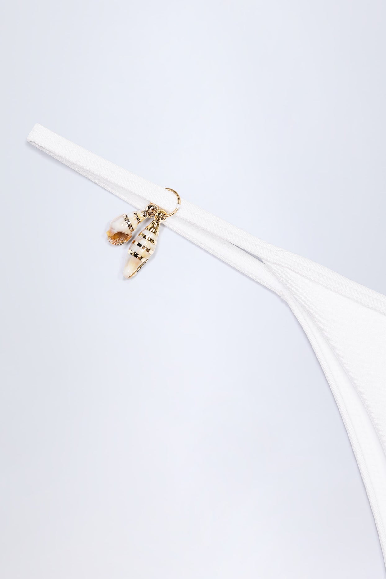 Charm-Detail Thong Bikini Bottoms in White - 5