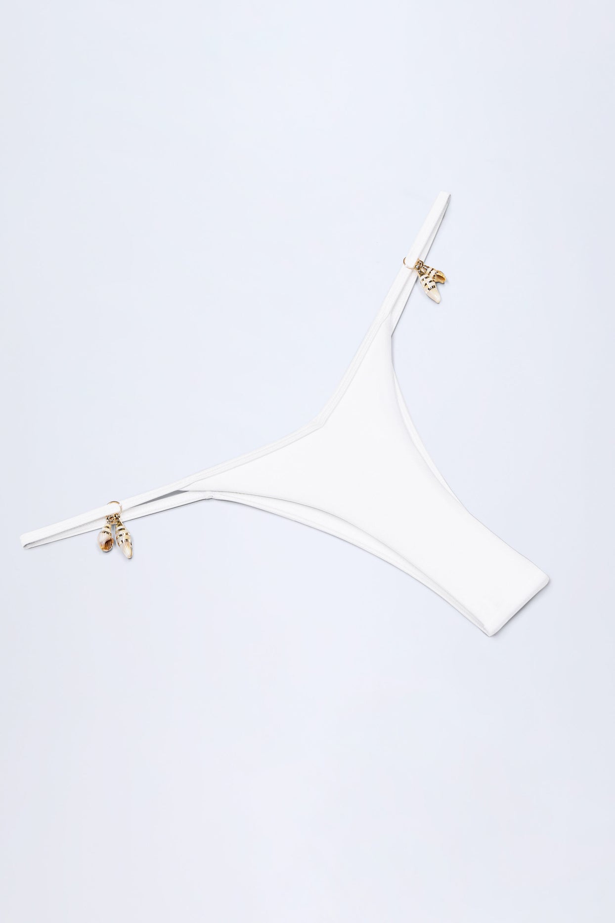Charm-Detail Thong Bikini Bottoms in White - 6