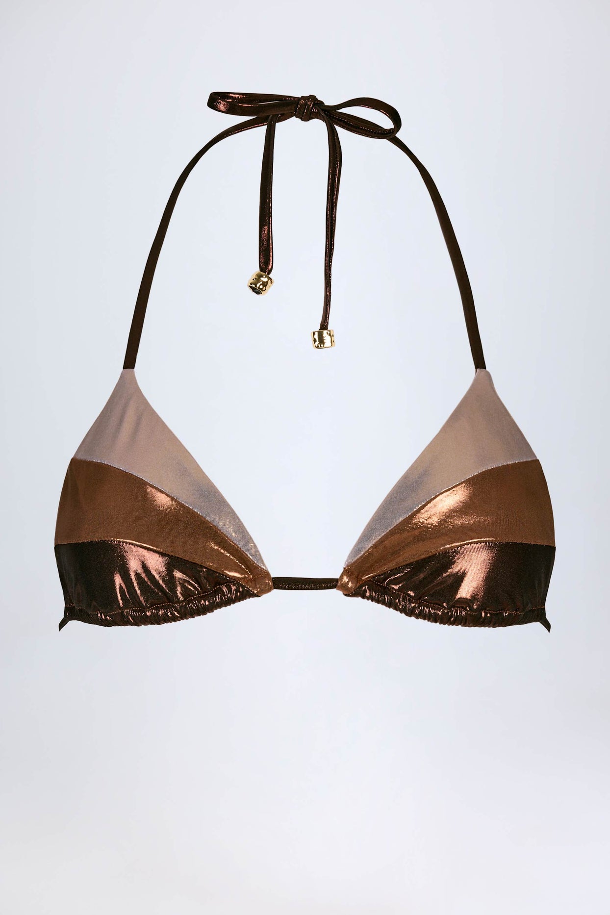 Panelled Bikini Bra in Bronze Gold - 4