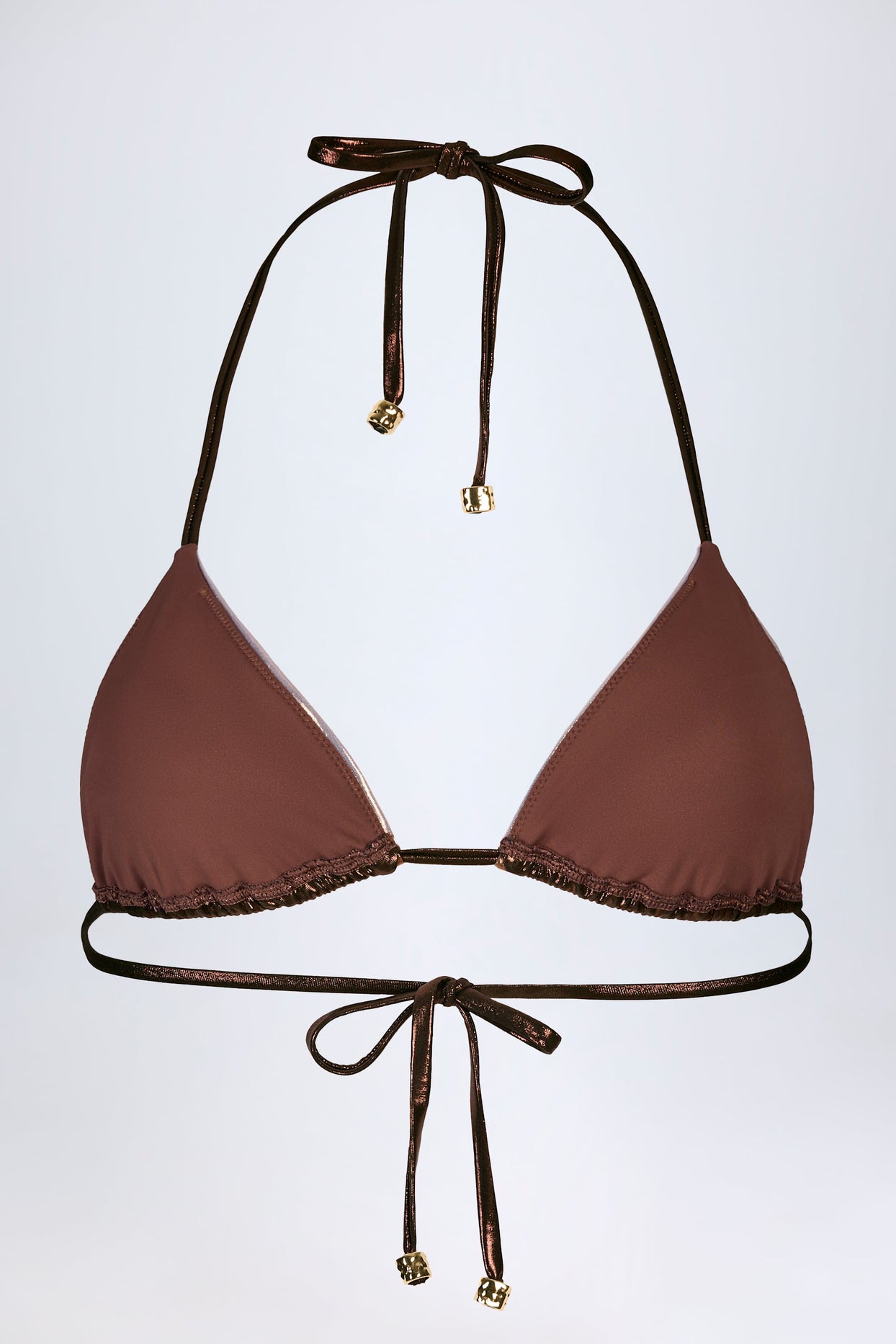 Panelled Bikini Bra in Bronze Gold - 5